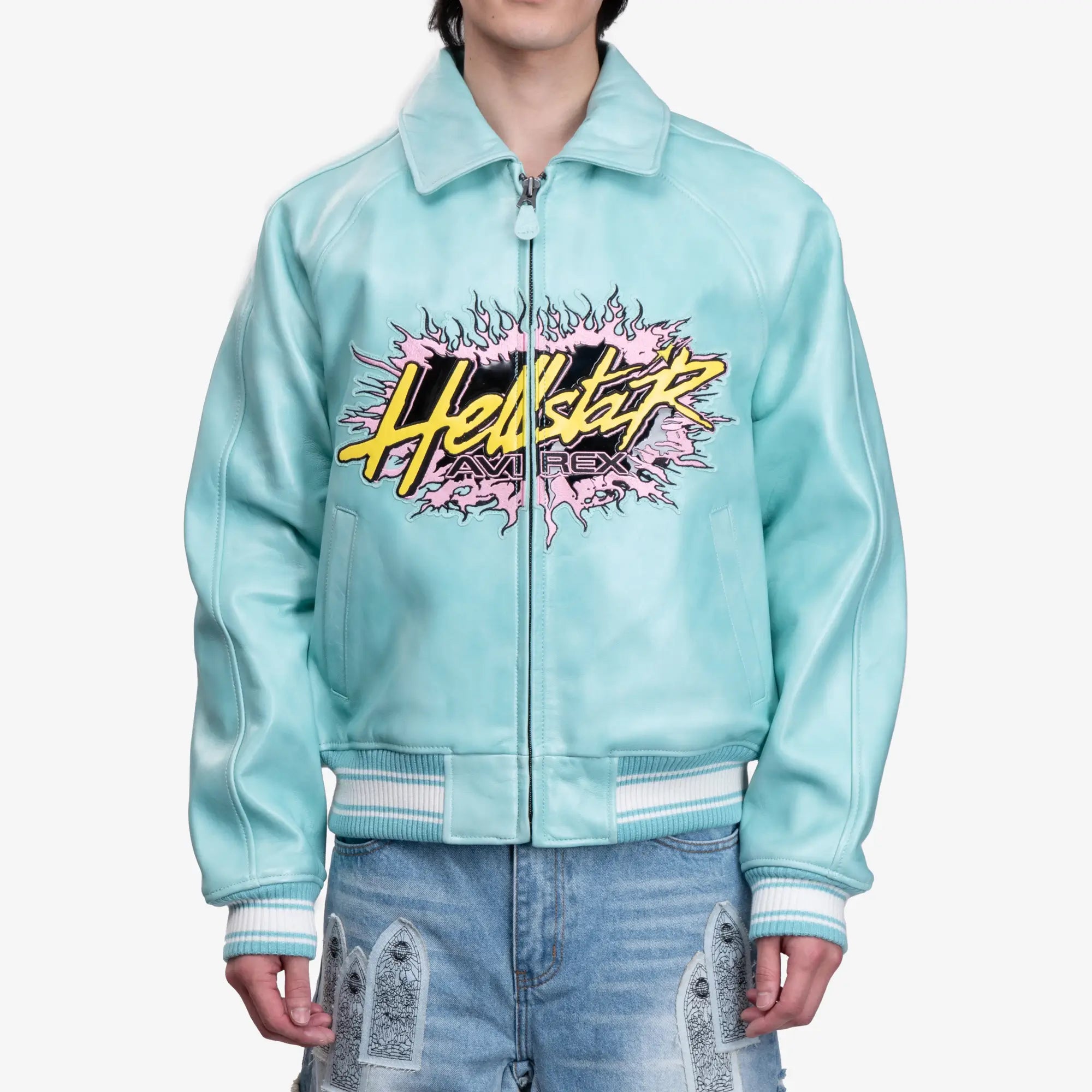 HELLSTAR Avirex Icon Leather Jacket Blue - 1