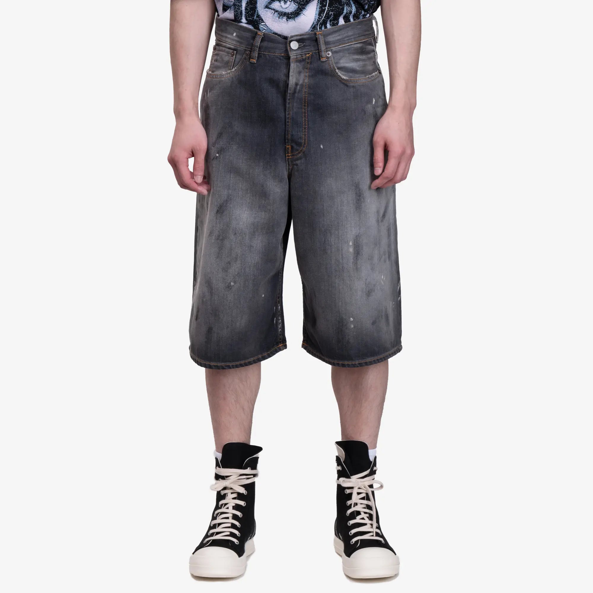 Acne Studios Loose Fit Denim Shorts Black - 1
