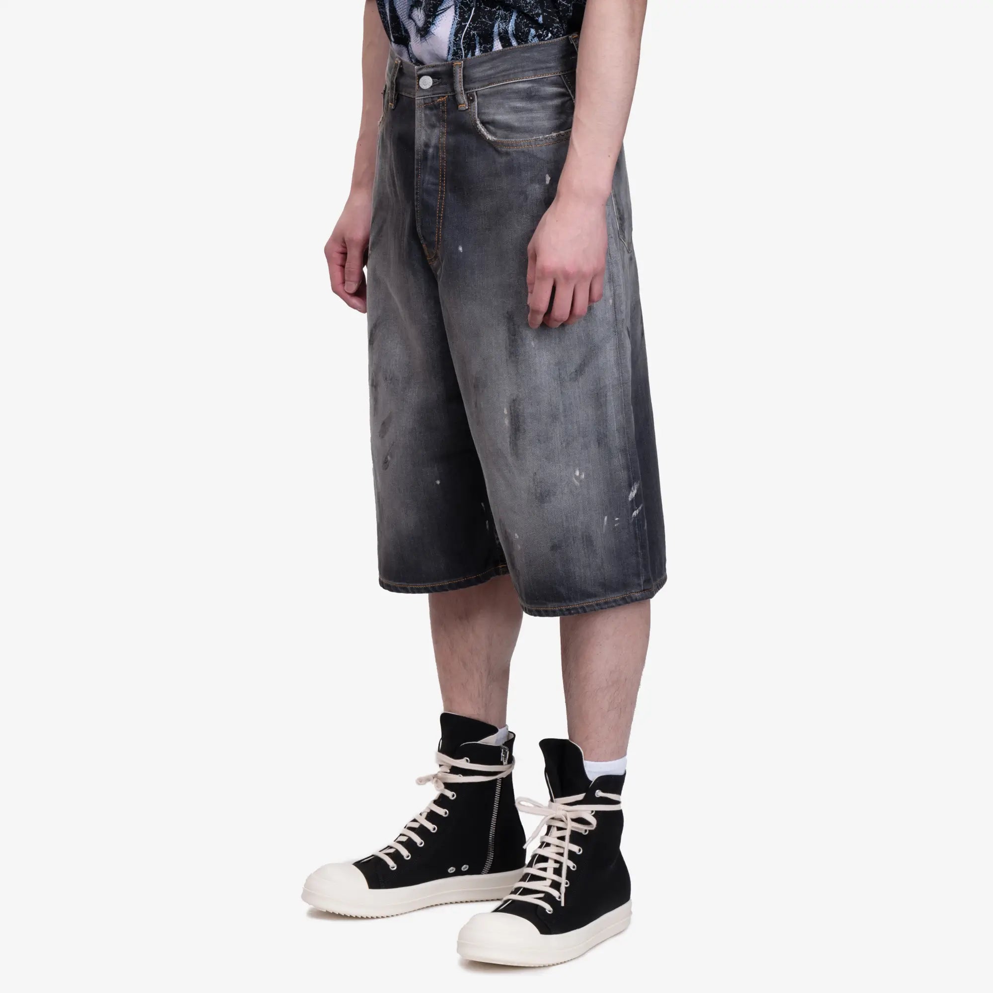 Acne Studios Loose Fit Denim Shorts Black - 3