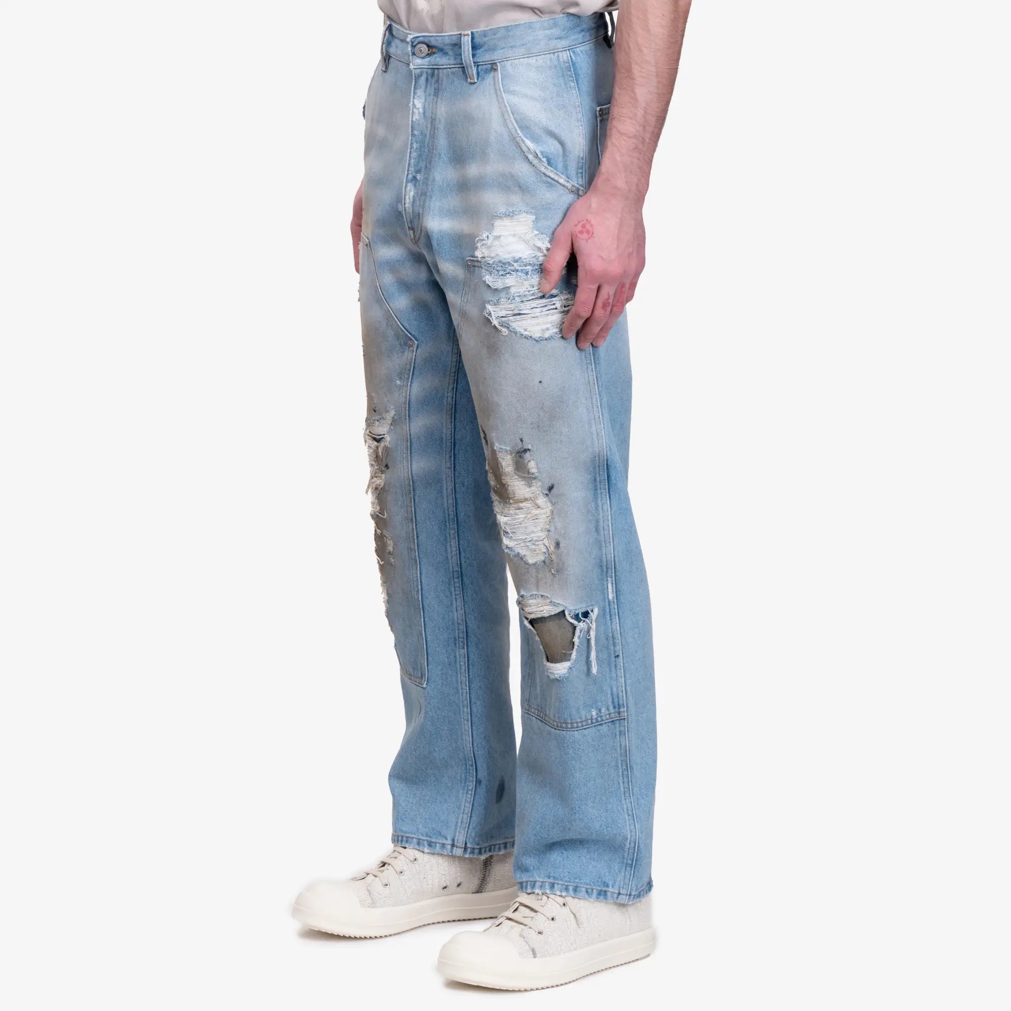 MM6 Thrashed Carpenter Jeans Medium Blue - 3