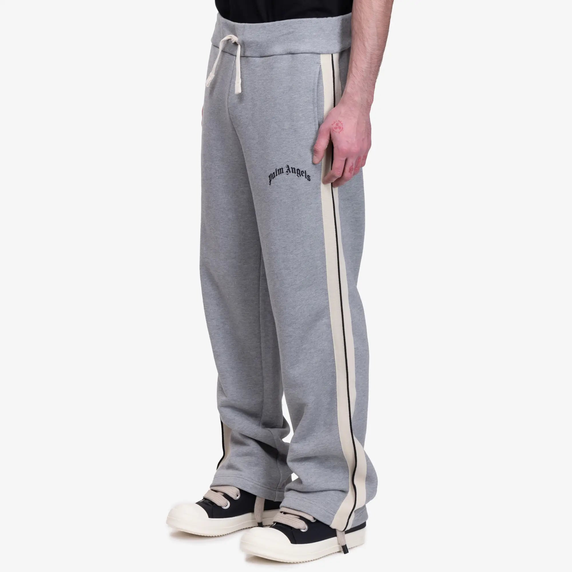 Palm Angels Curved Logo Track Sweatpants Melange Grey - 3