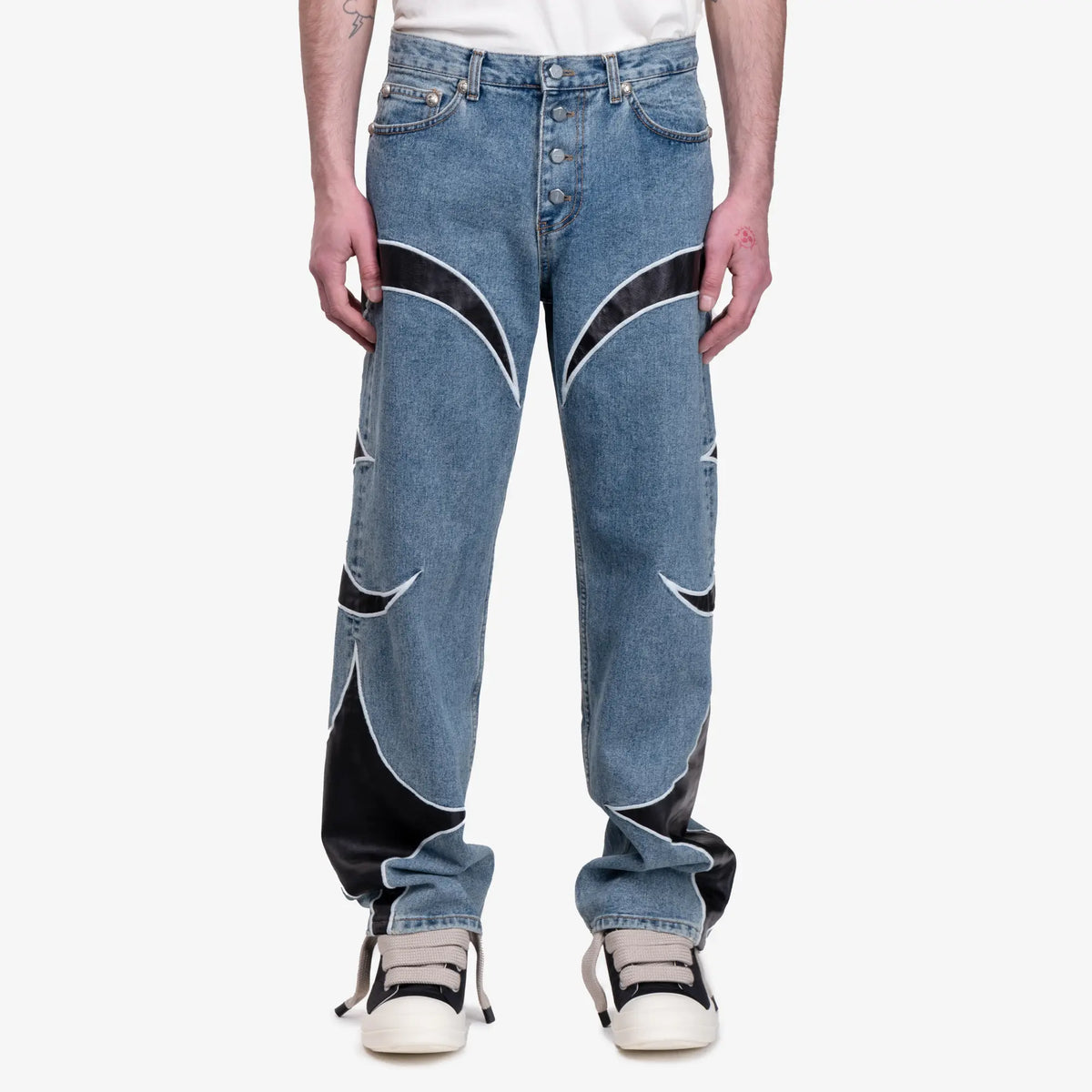Thug Club - Mens TC Leather Washing Jeans in Blue/Black