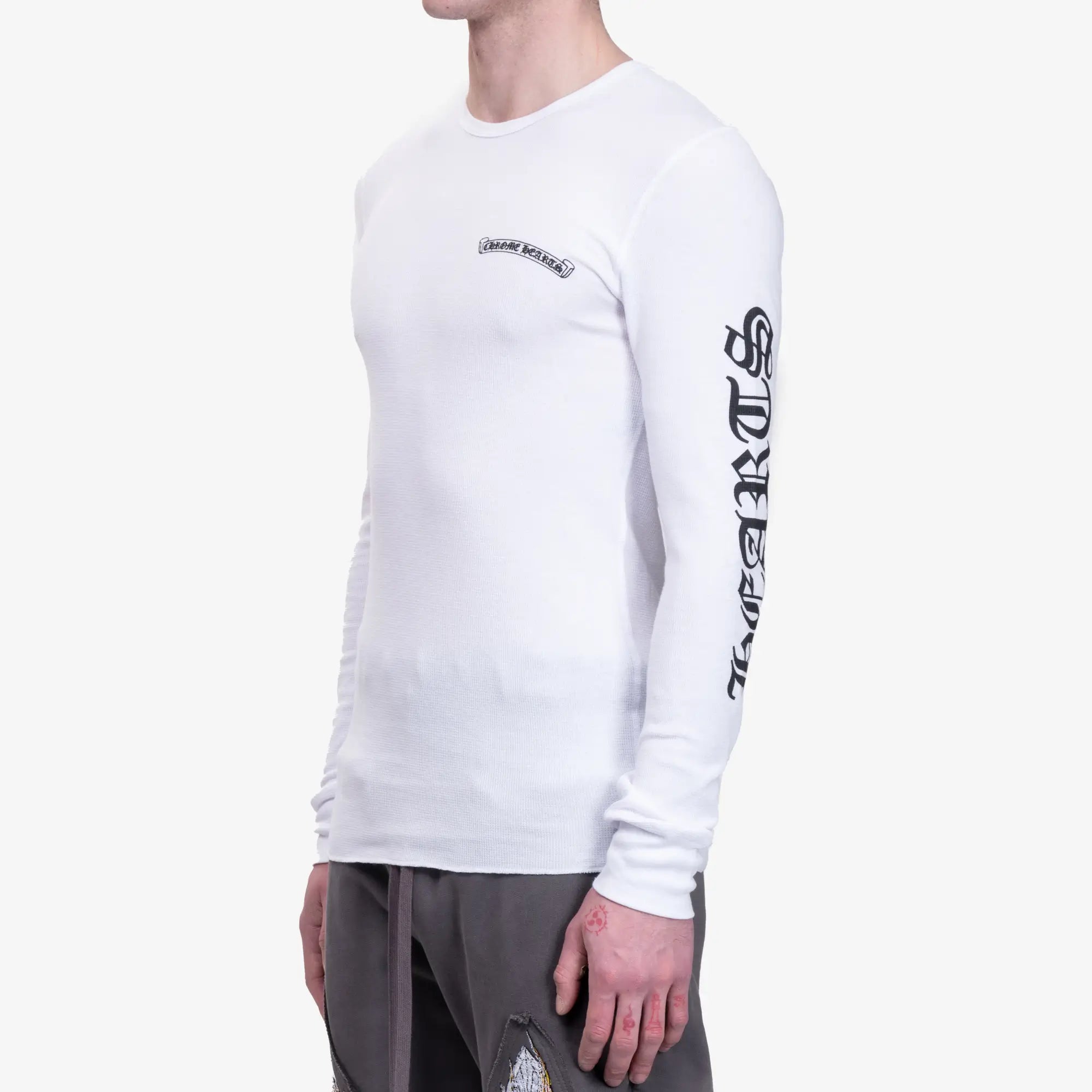 Chrome Hearts CH Scroll Script Thermal LS T-Shirt White - 3