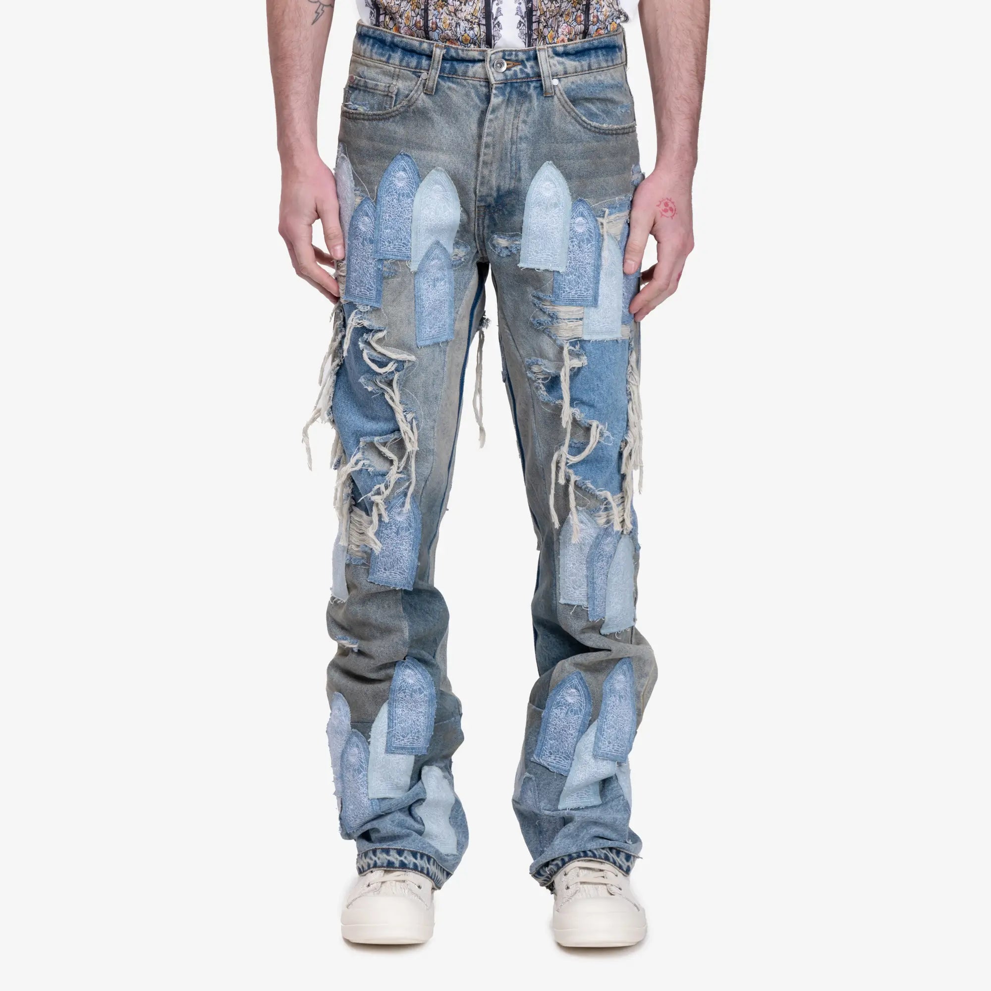 Who Decides War Patched Arch Repaired Blowout Jeans Multi - 1