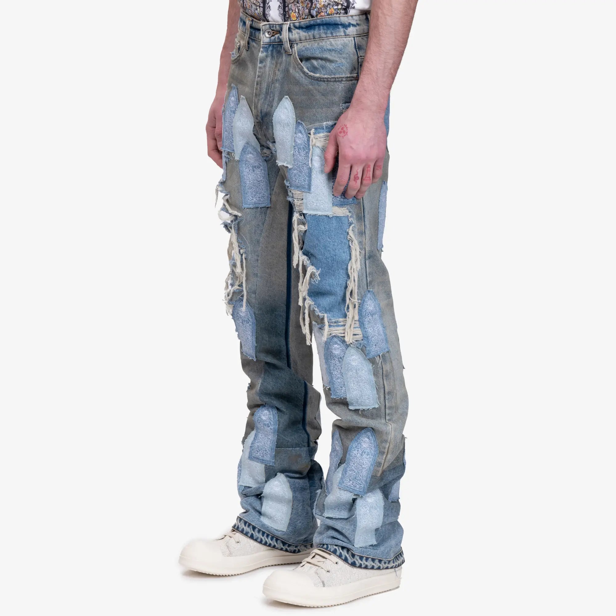 Who Decides War Patched Arch Repaired Blowout Jeans Multi - 3