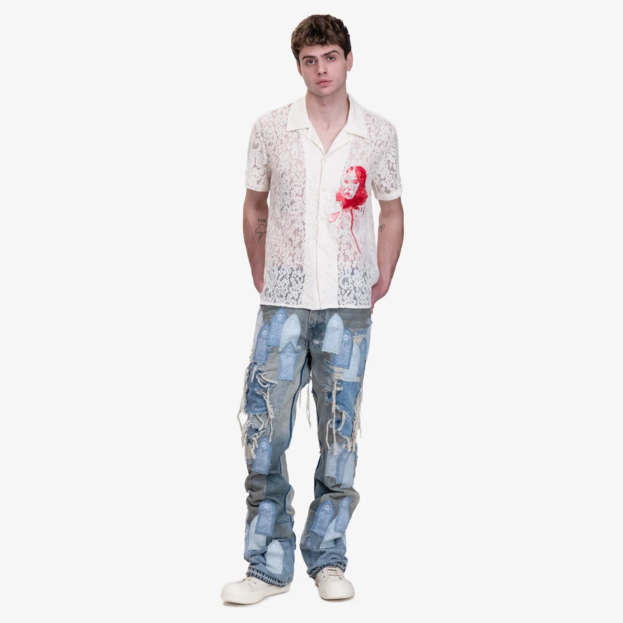 KidSuper Lace Girl Painting Shirt Cream - 2