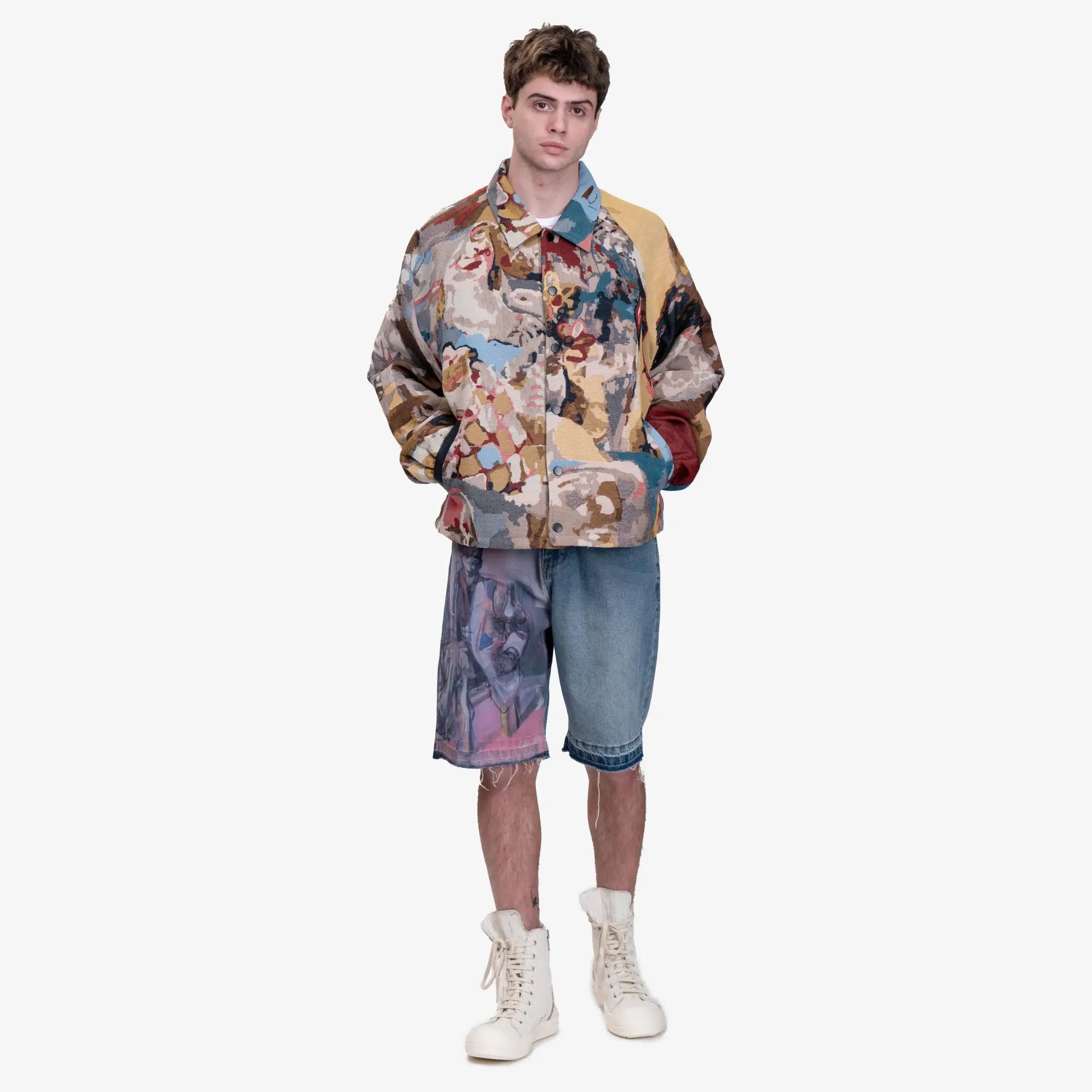 KidSuper Painted Panel Shorts Light Wash - 2