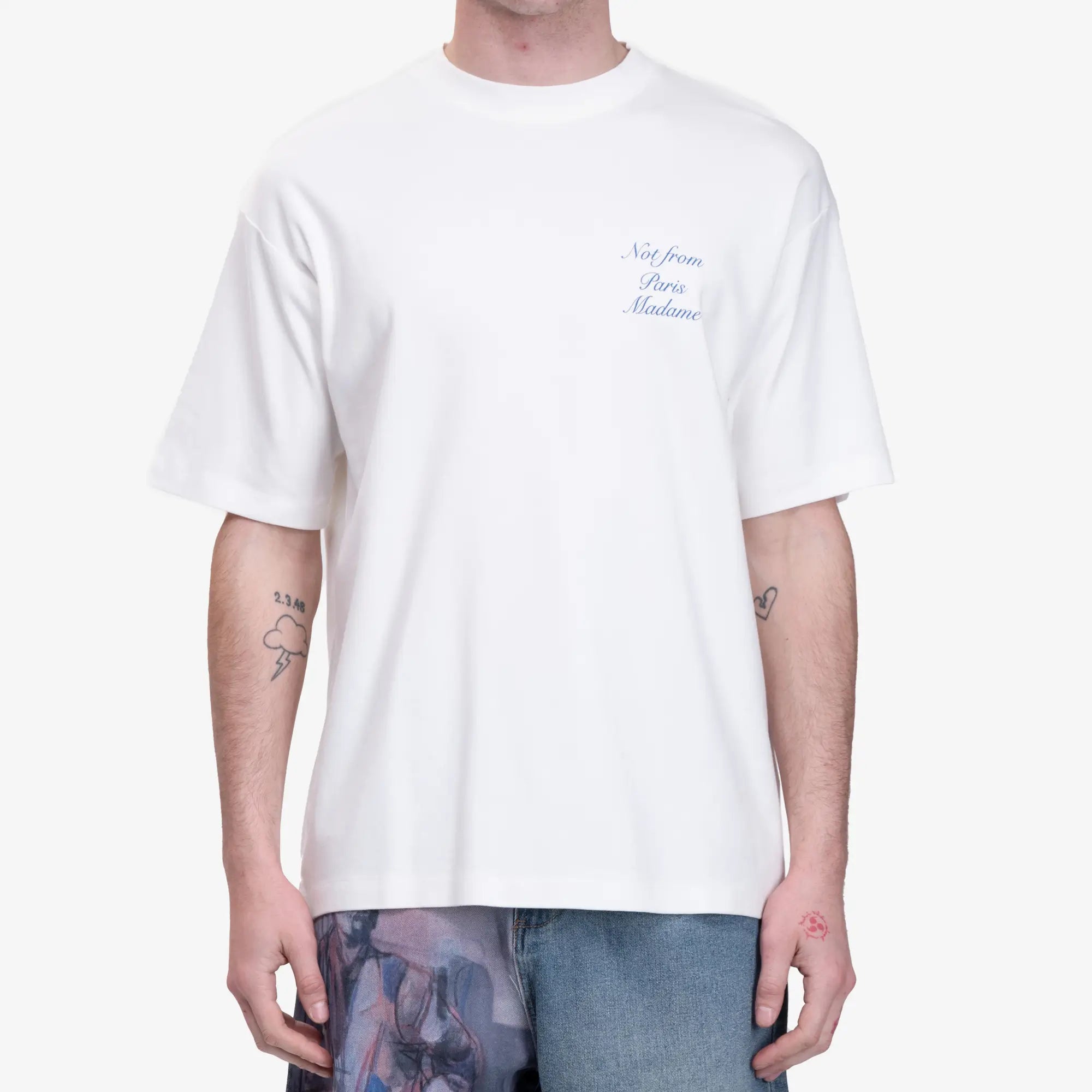 Drôle de Monsieur Le T-Shirt Slogan Cursive Off White - 1