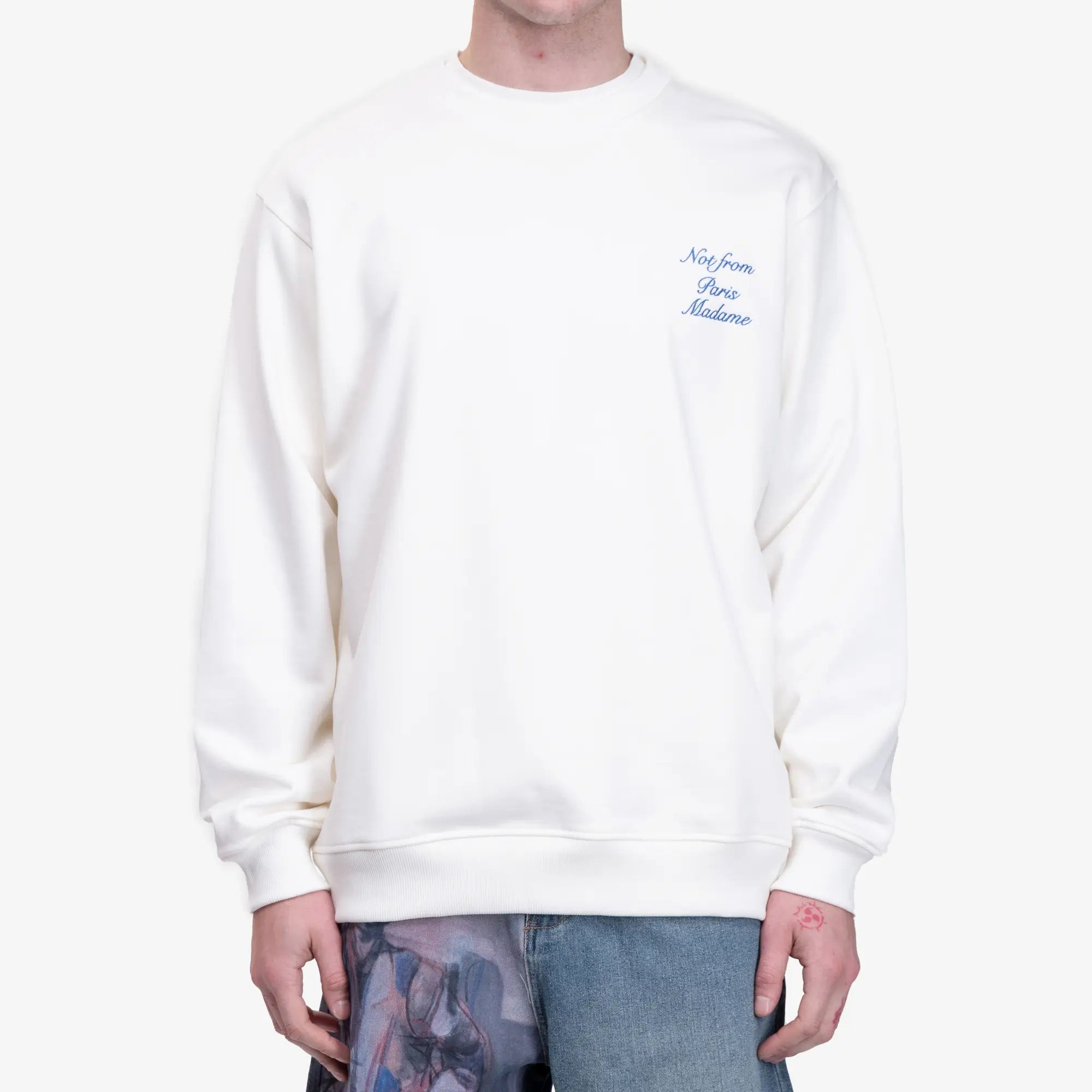 Drôle de Monsieur Le Sweatshirt Slogan Cursive Off White - 1