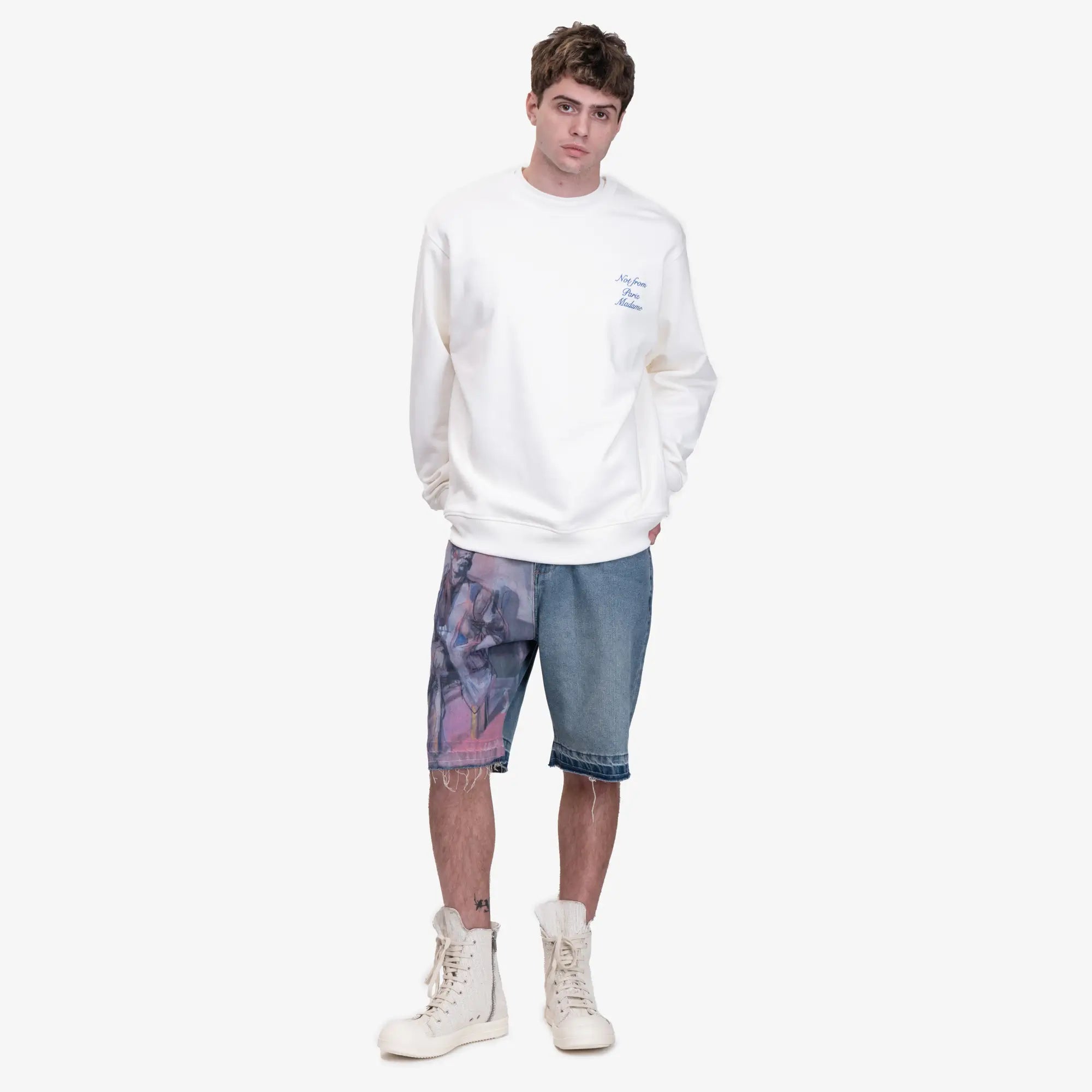 Drôle de Monsieur Le Sweatshirt Slogan Cursive Off White - 2