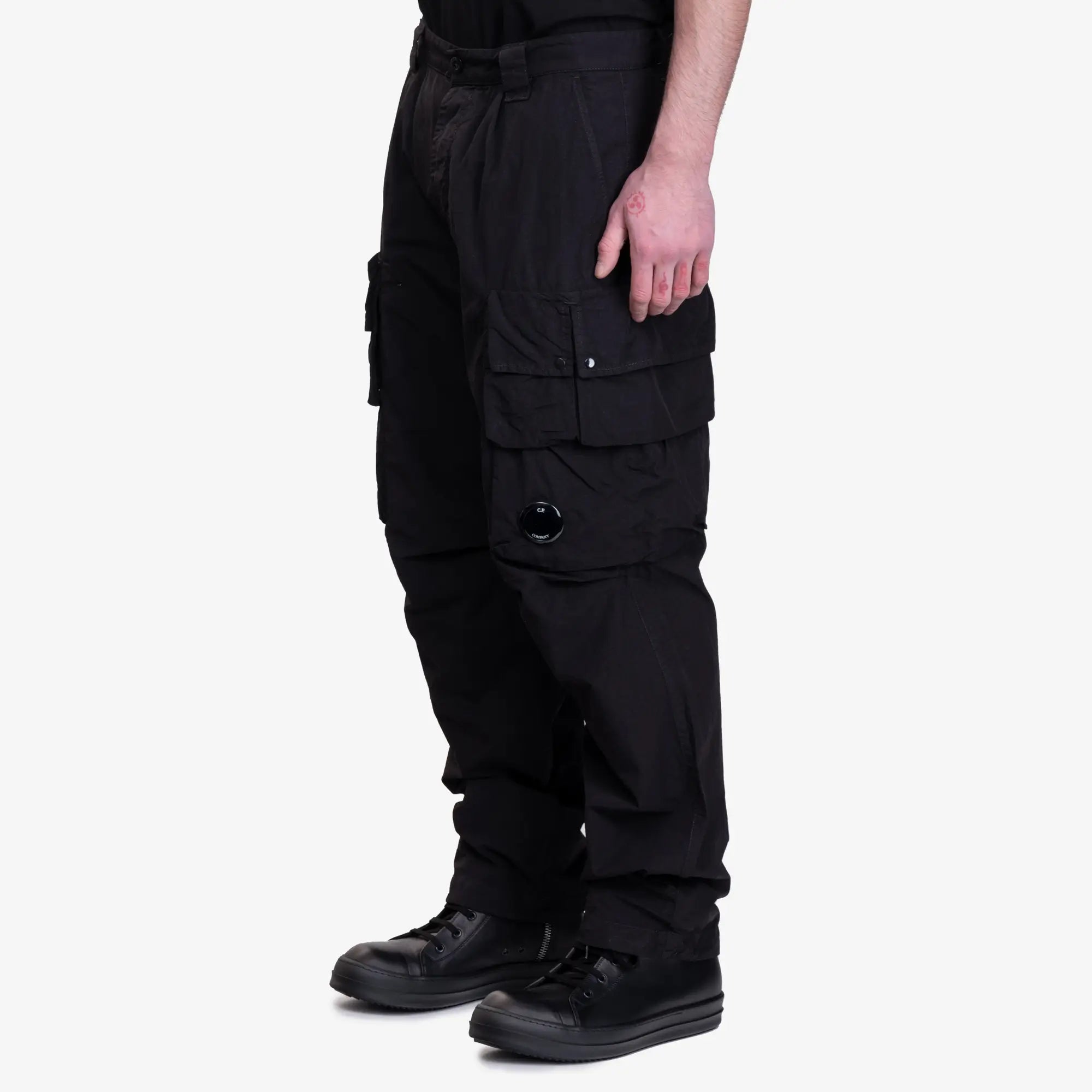 C.P. Company Mens Flatt Nylon Cargo Pants in Black