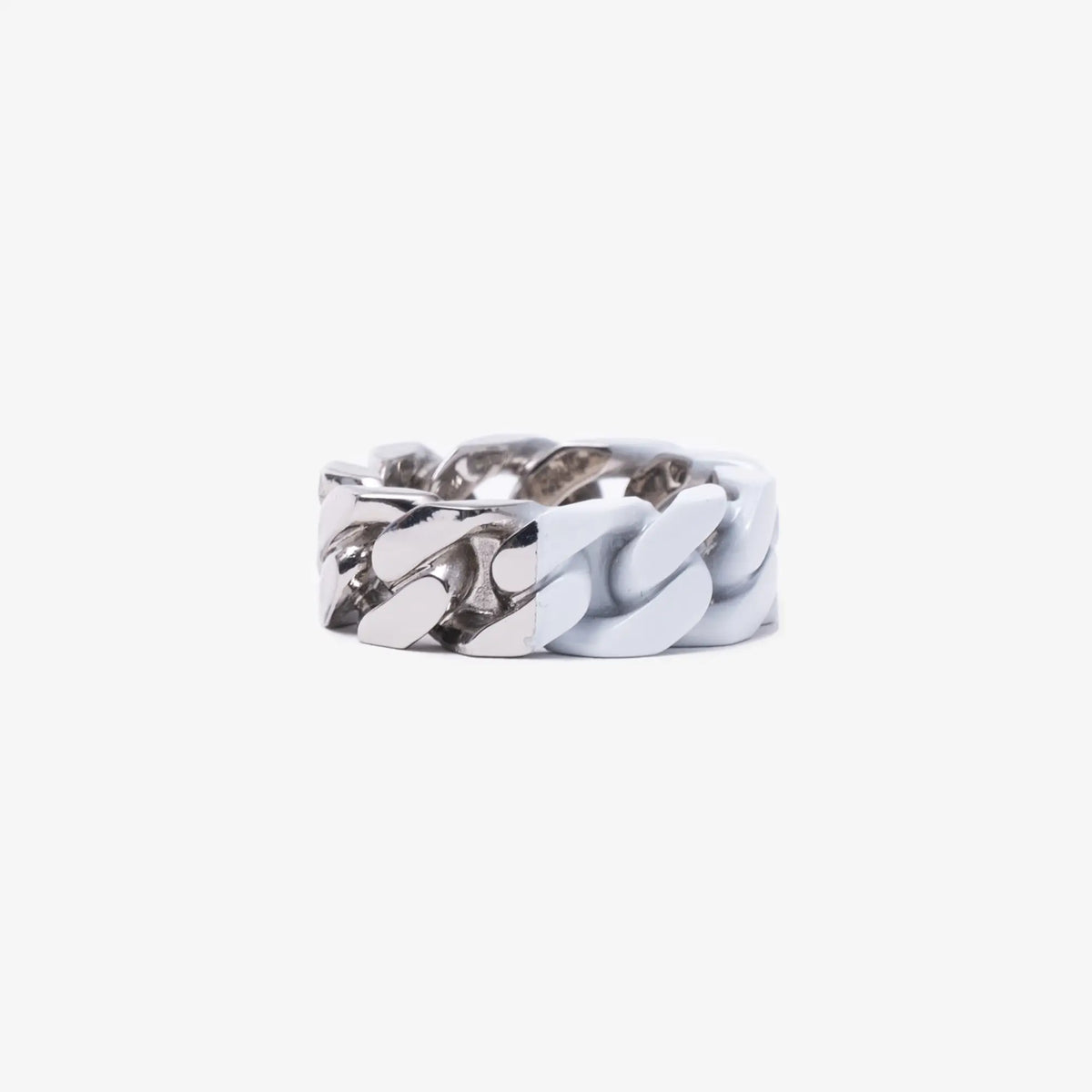 Maison Margiela MM6 Unisex Minimal Logo Curb Ring in Silver Maison Margiela MM6 Unisex Minimal Logo Curb Ring in Silver