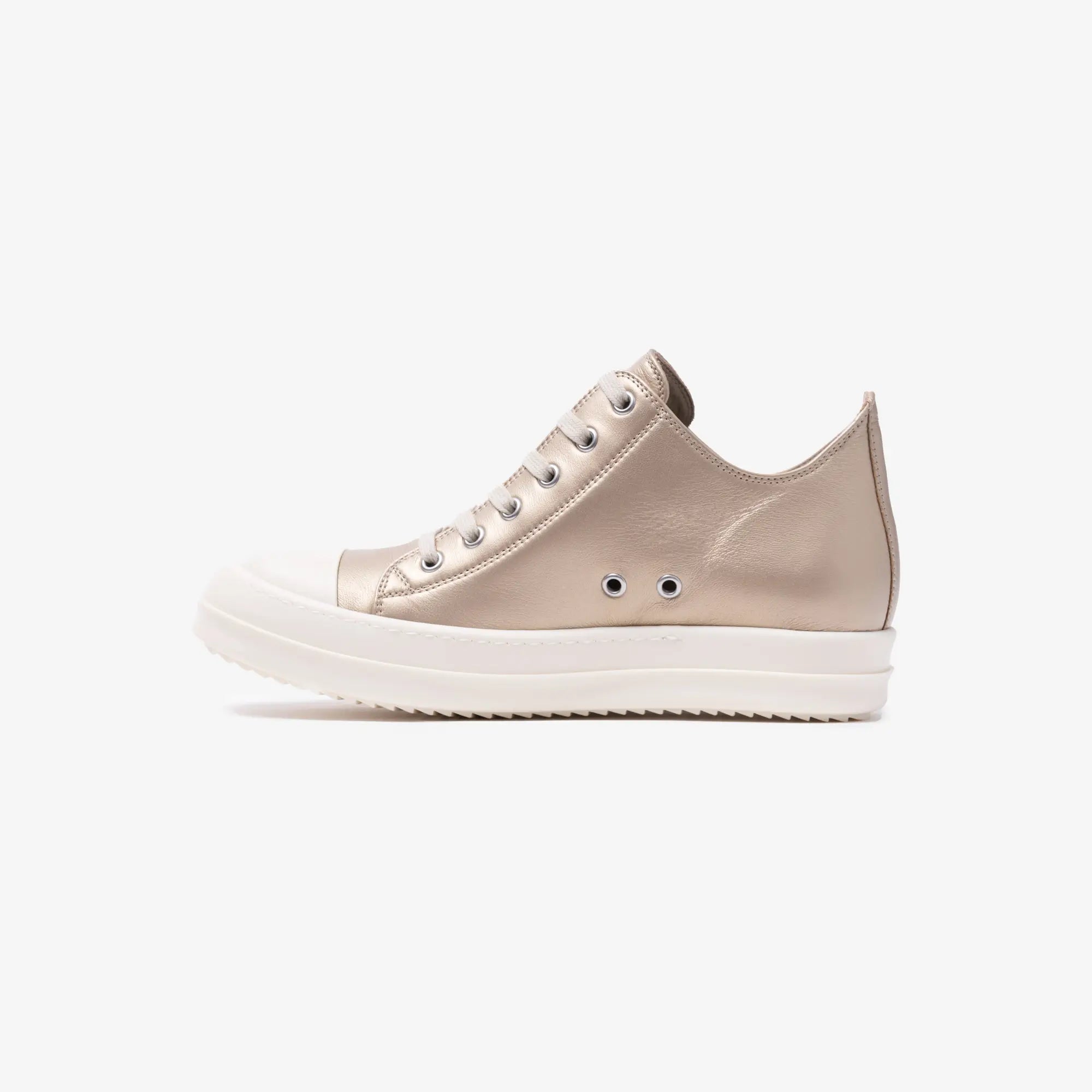 Rick Owens Womens Low - Top Leather Sneakers Gold - 5