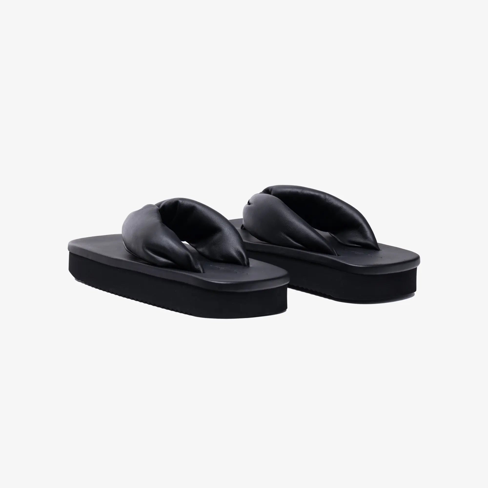 Rick Owens Womens Leather Padded Flip Flops Black - 2