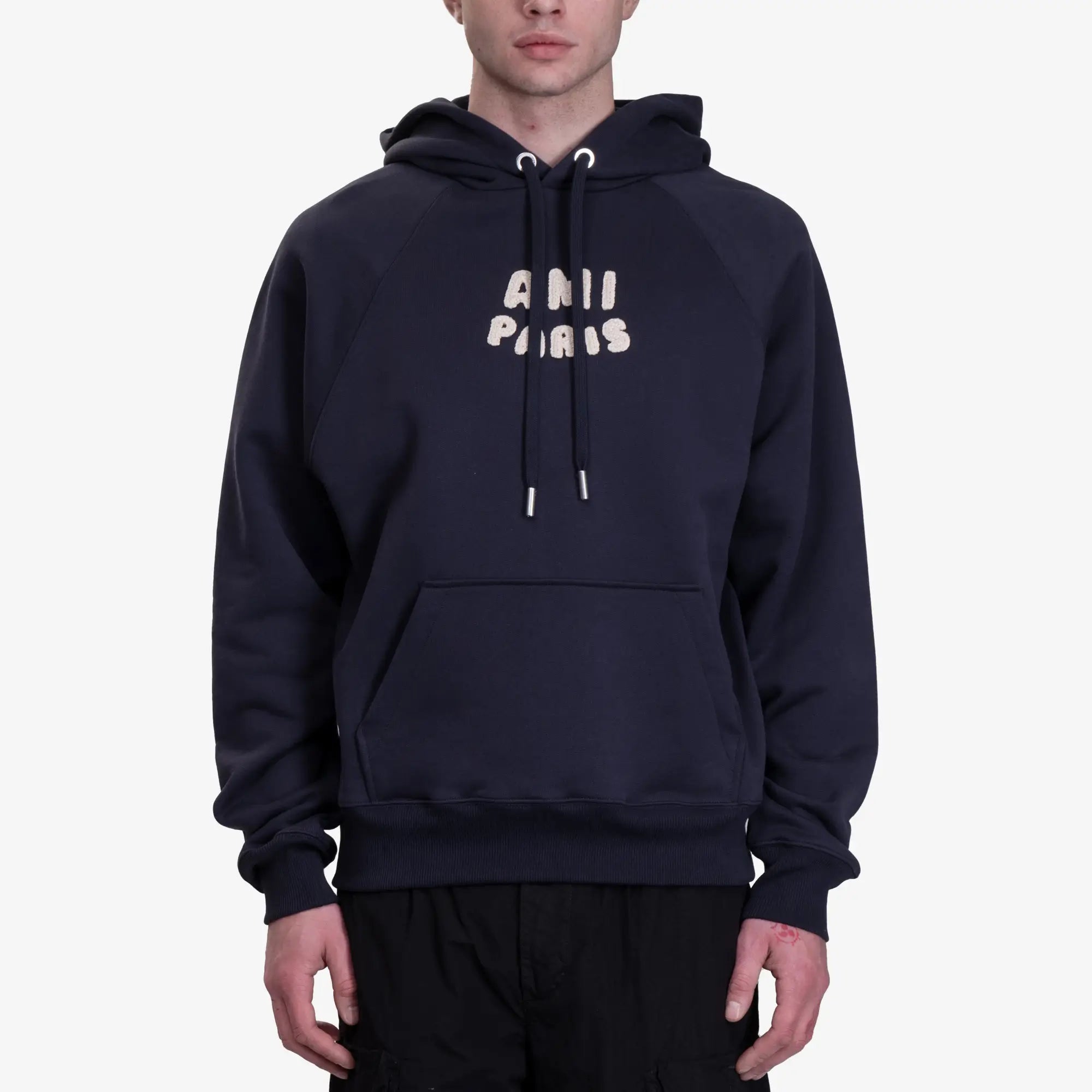 AMI Ami Paris Patch Hoody Navy - 1