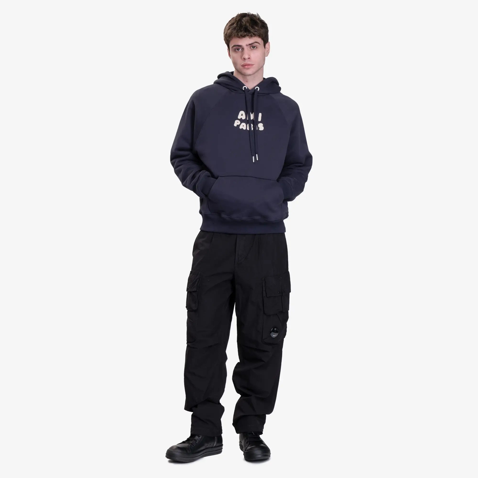 AMI Ami Paris Patch Hoody Navy - 2