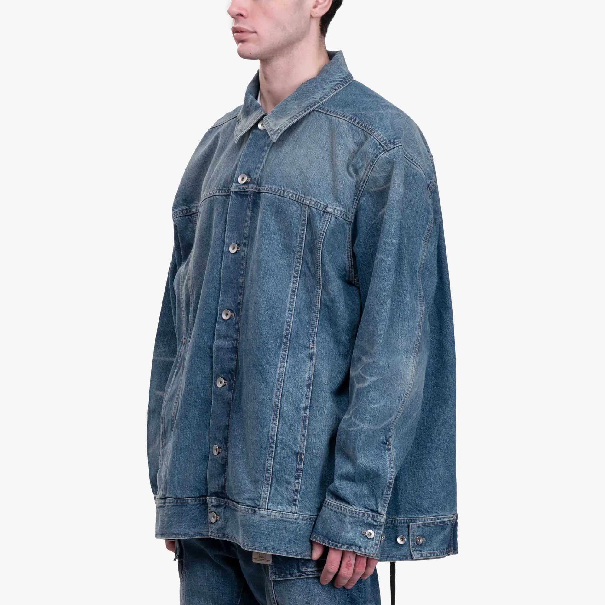 Rick Owens DRKSHDW Jumbo Worker Jacket Washed Indigo - 3