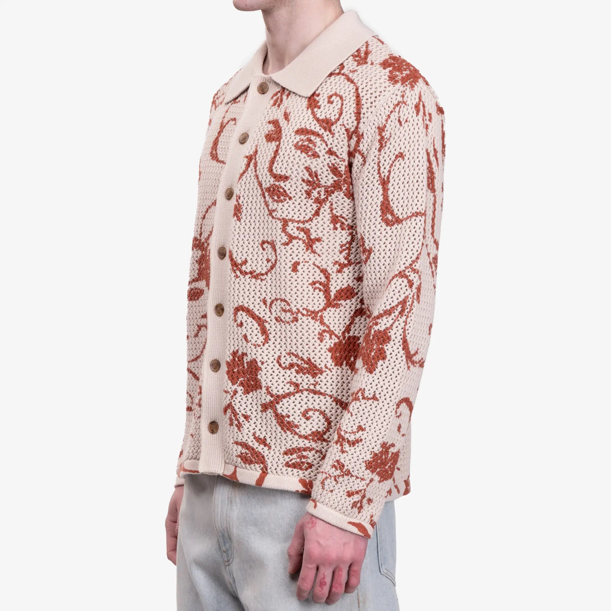 KidSuper Face Floral Open Knit Top Cream - 3