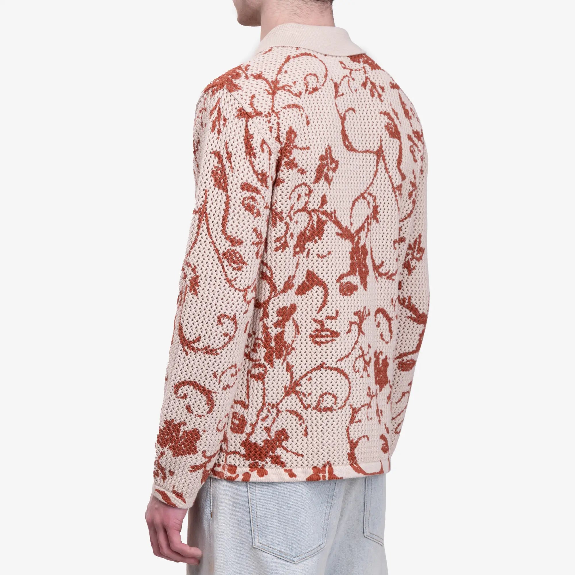 KidSuper Face Floral Open Knit Top Cream - 4