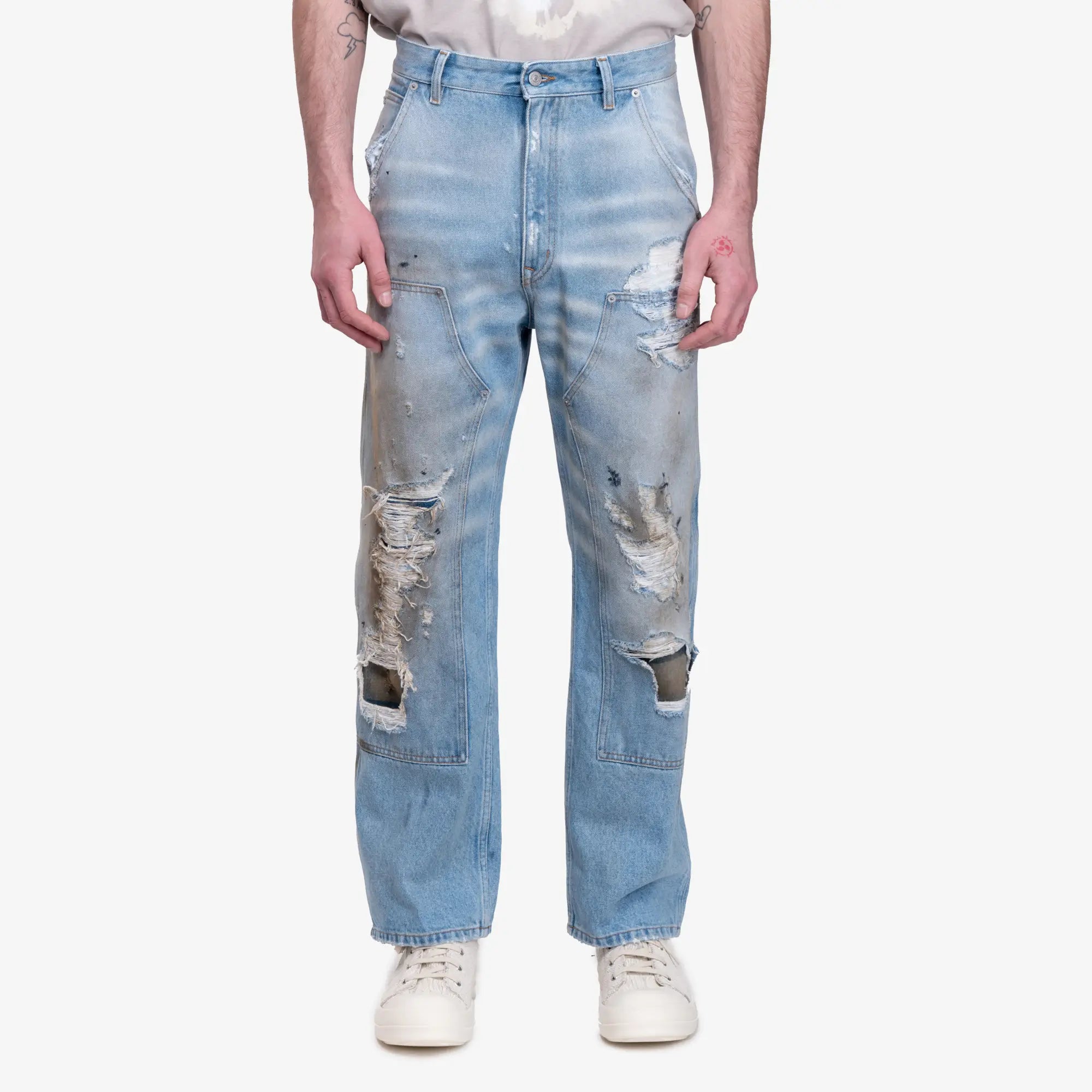 MM6 Thrashed Carpenter Jeans Medium Blue - 1