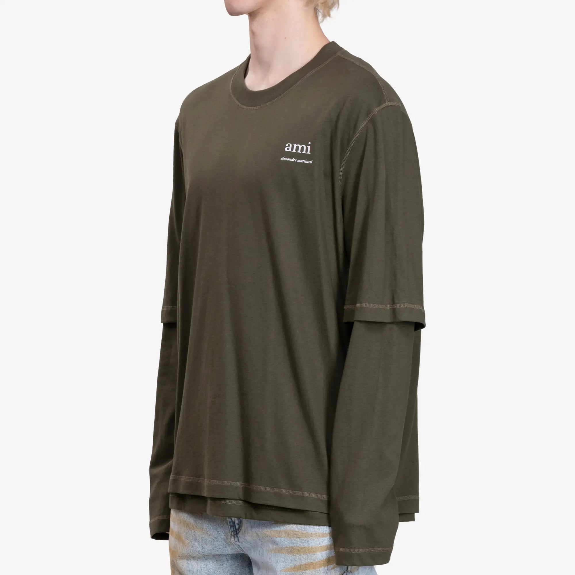 AMI Ami Alexandre Mattiussi LS T-Shirt Loden - 3