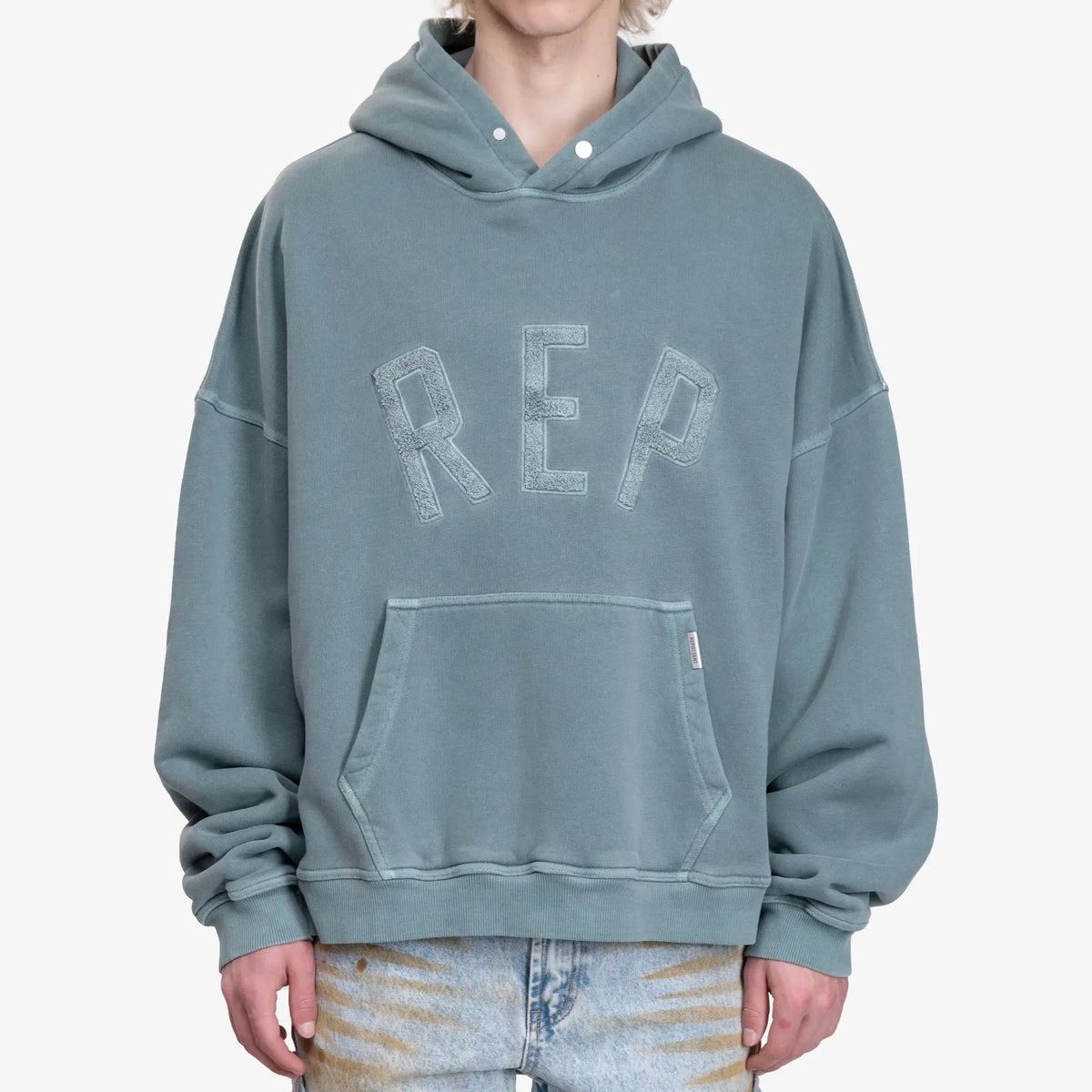 Represent Clothing Mens Rep Appliqué Hoodie in Forest Green