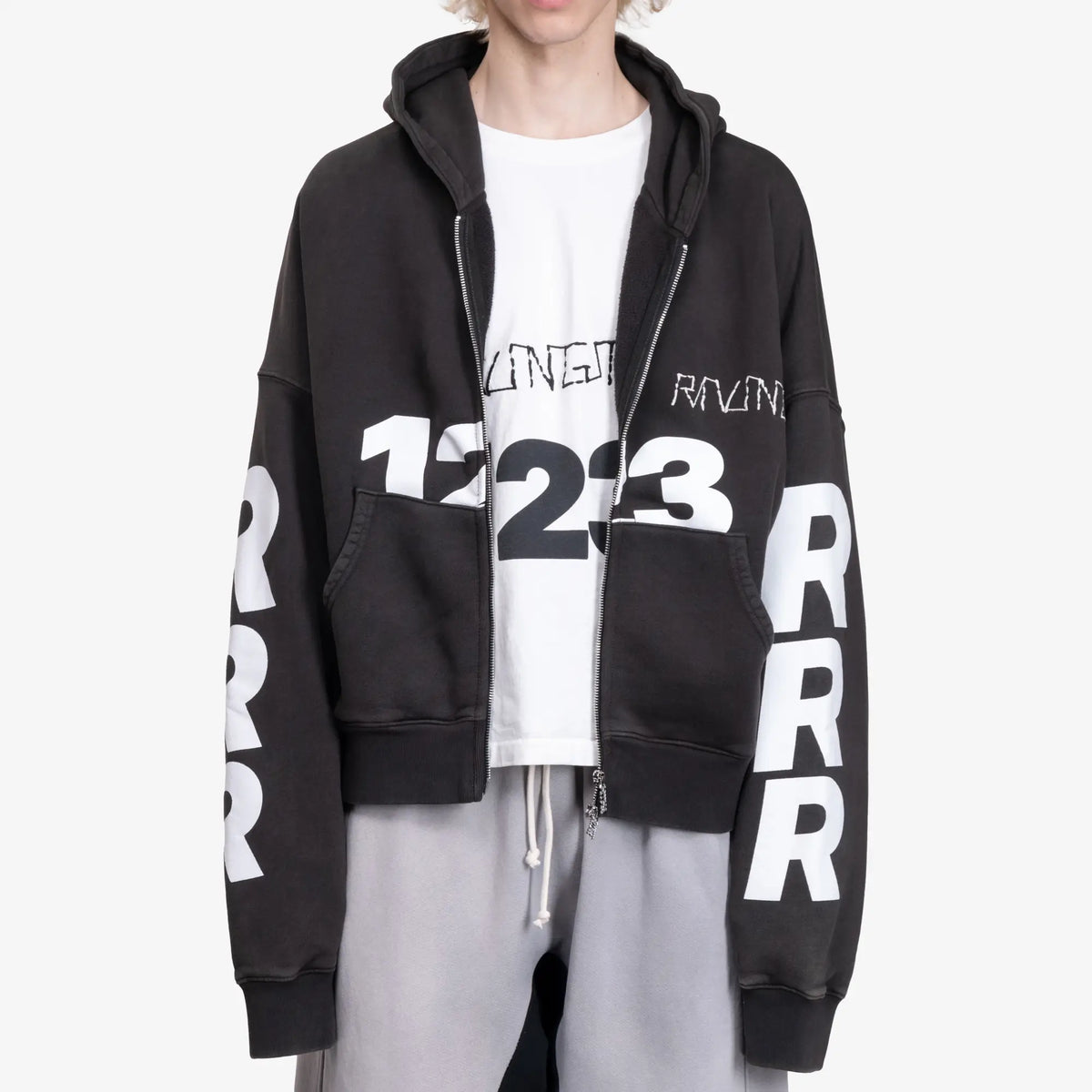 RRR123 Rivington Roi Rebis Mens USO 123 CVA Zip Hoody in Black RRR123 Rivington Roi Rebis Mens USO 123 CVA Zip Hoody in Black