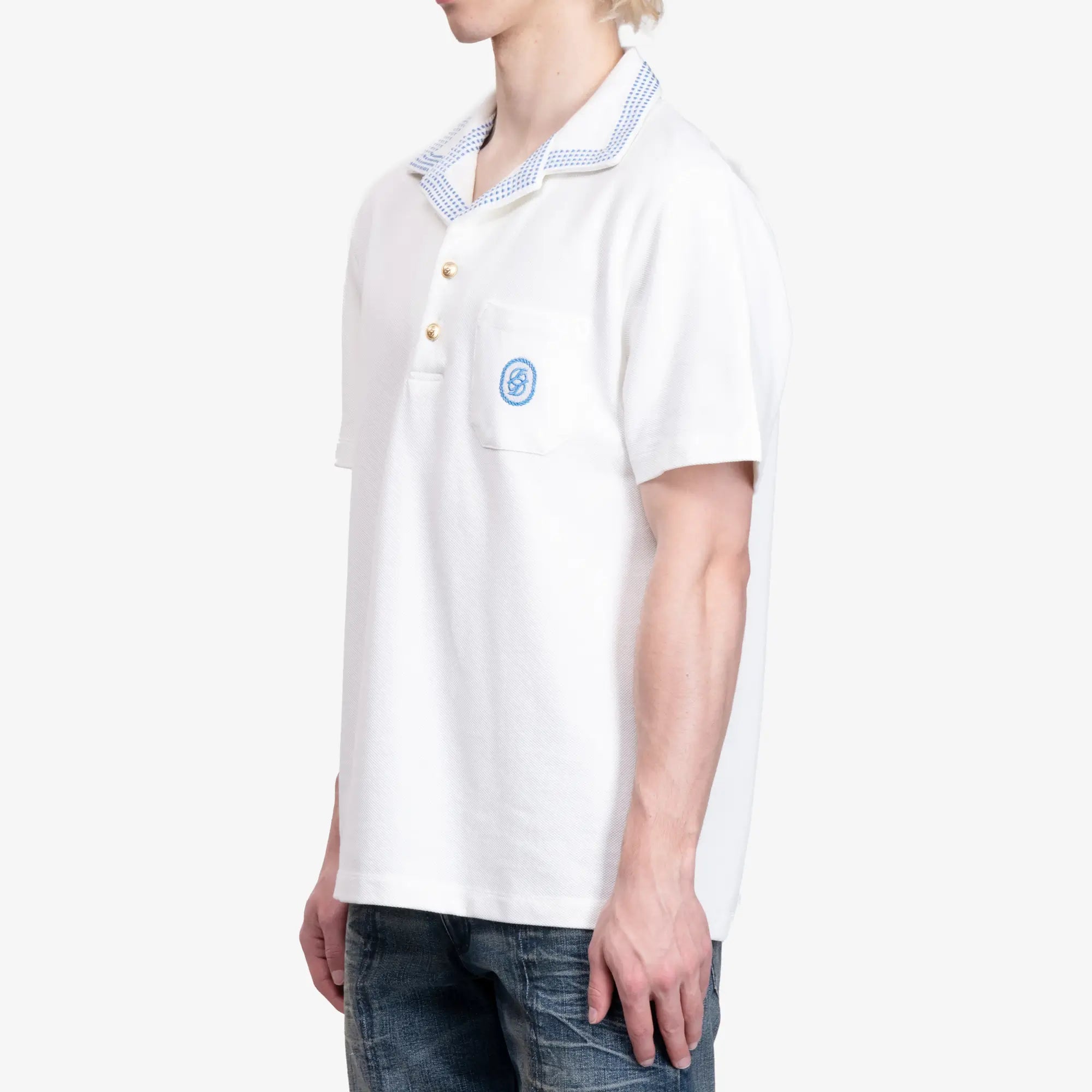 Drôle de Monsieur Le Polo Pique Damier Off White - 3