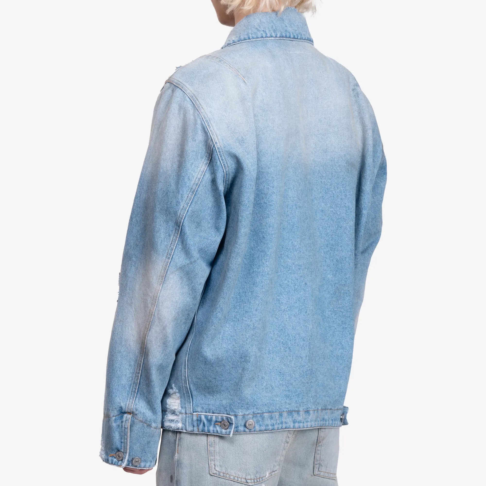 MM6 Distressed Work Jacket Medium Blue - 4