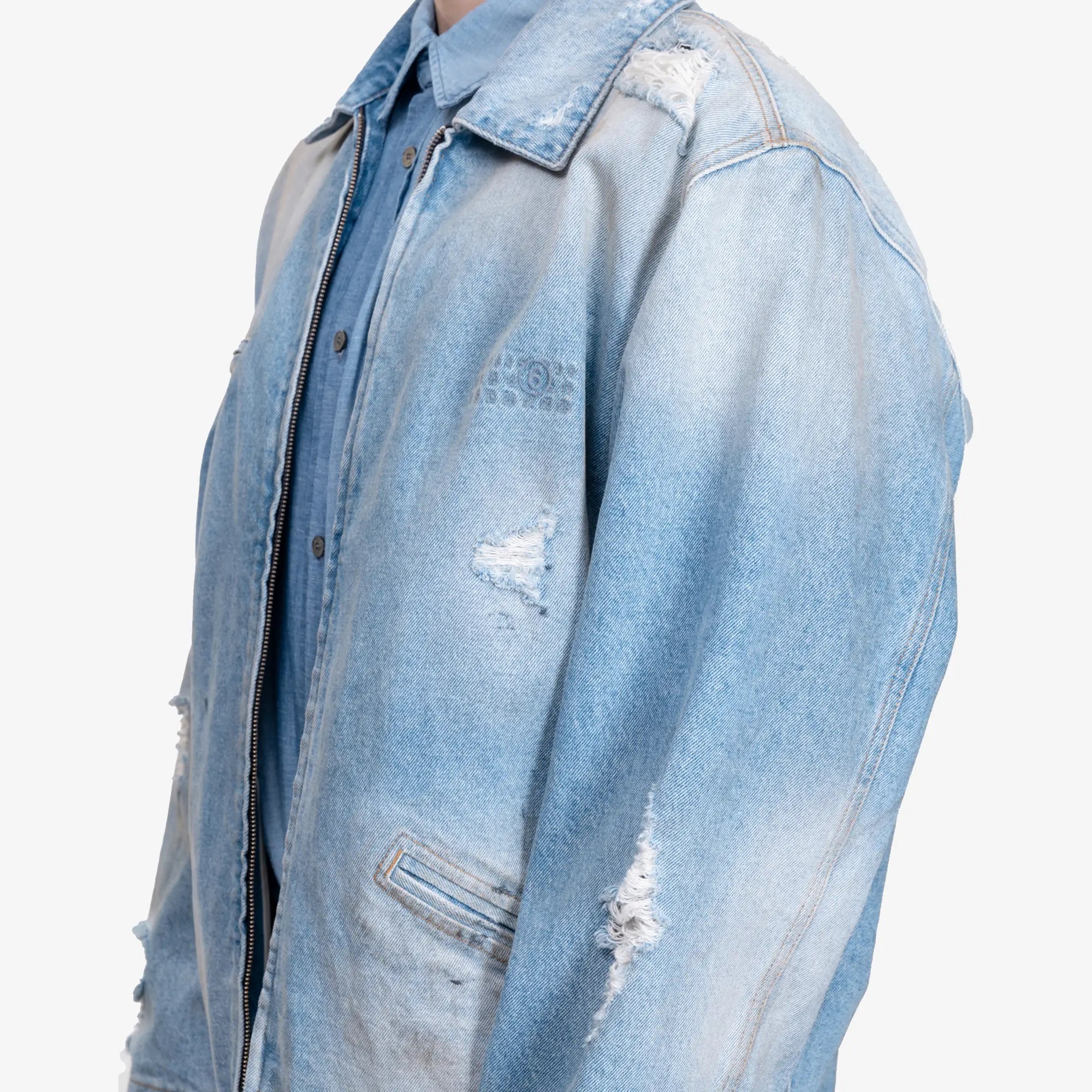 MM6 Distressed Work Jacket Medium Blue - 5