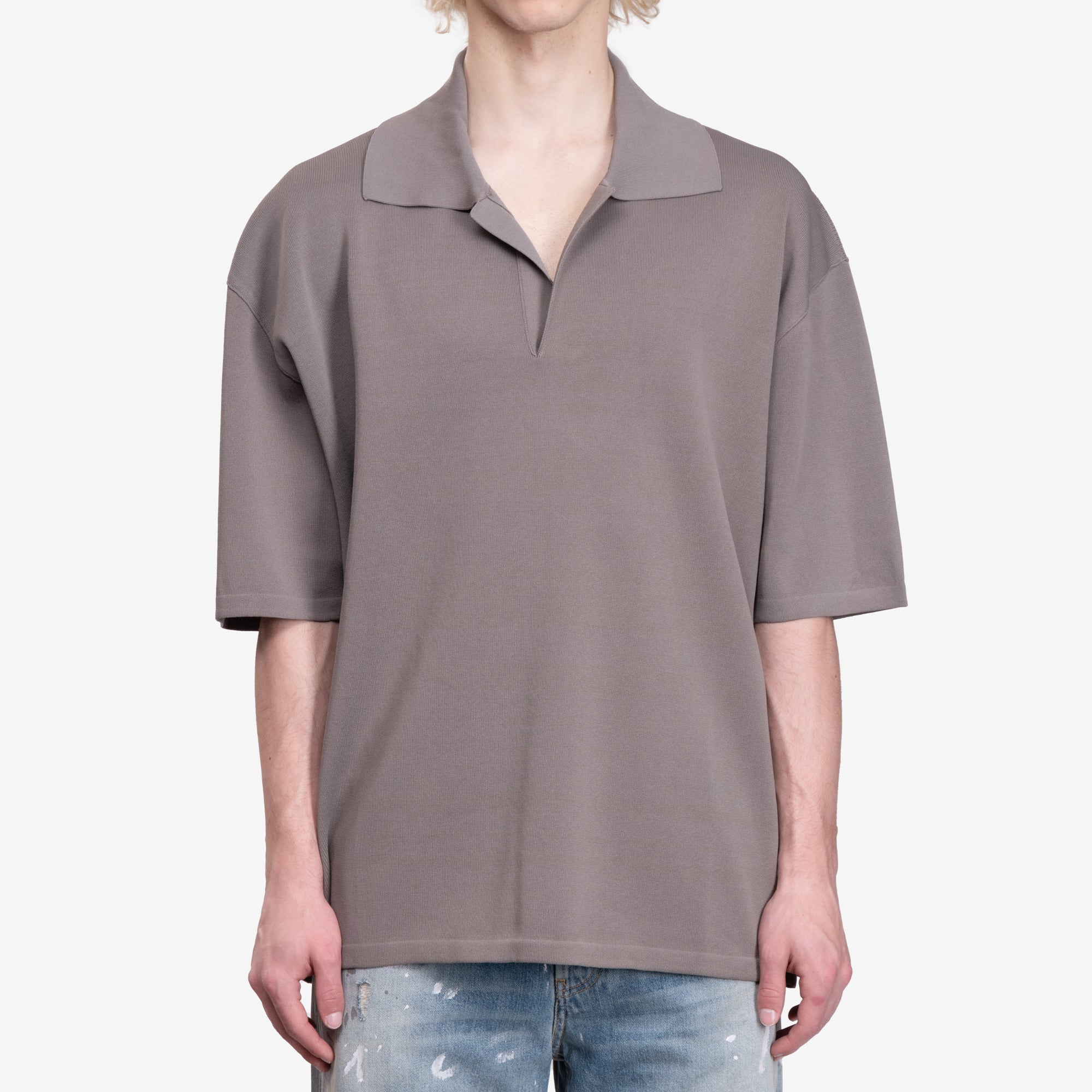 AMI Short Sleeve Polo Smoke Grey - 1