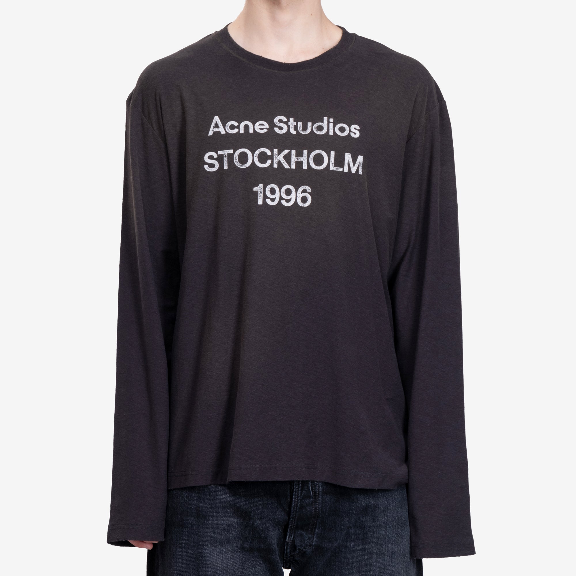 Acne Studios Logo Stamp Long Sleeve T-Shirt Faded Black - 1