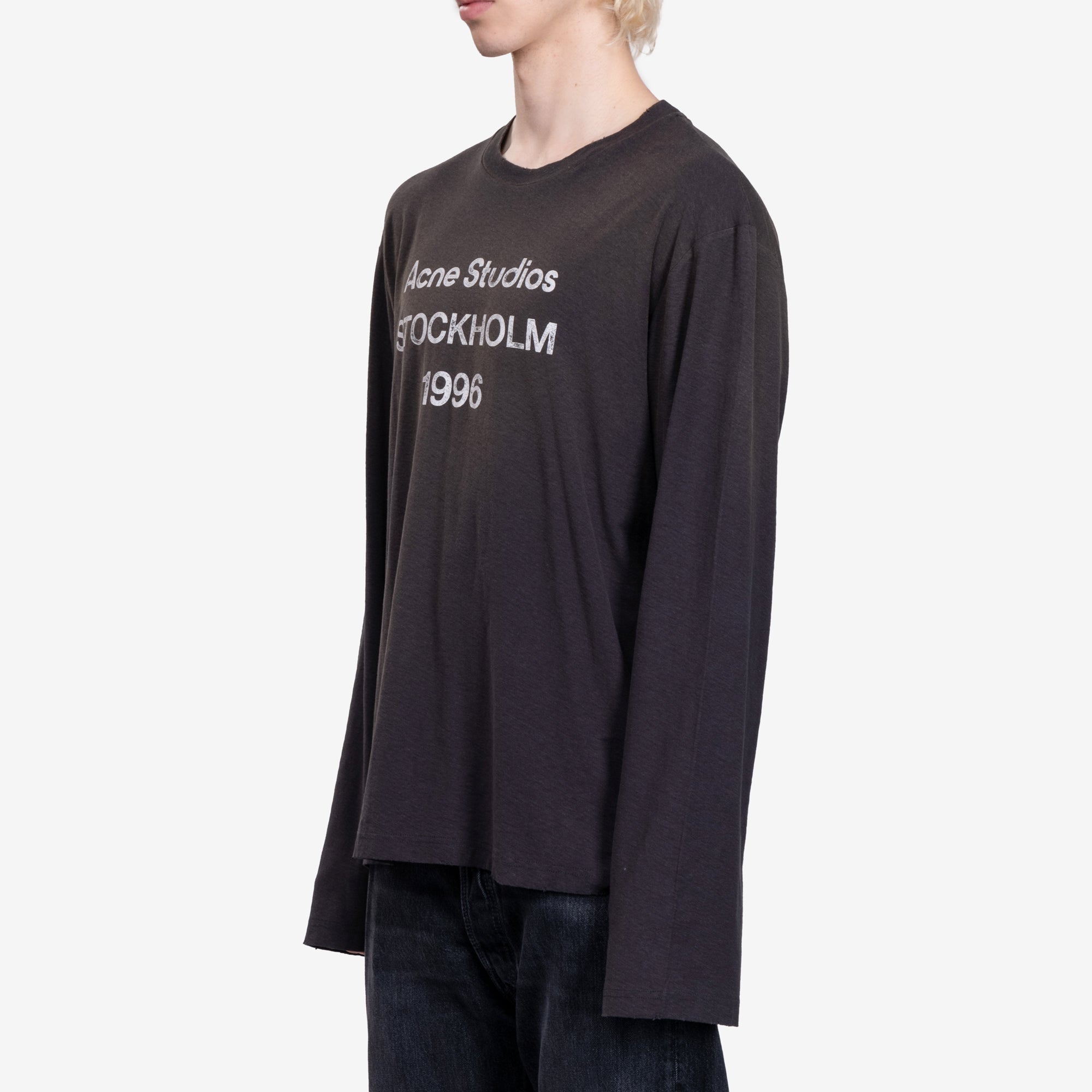 Acne Studios Unisex Logo Long Sleeve T-Shirt in Faded Black