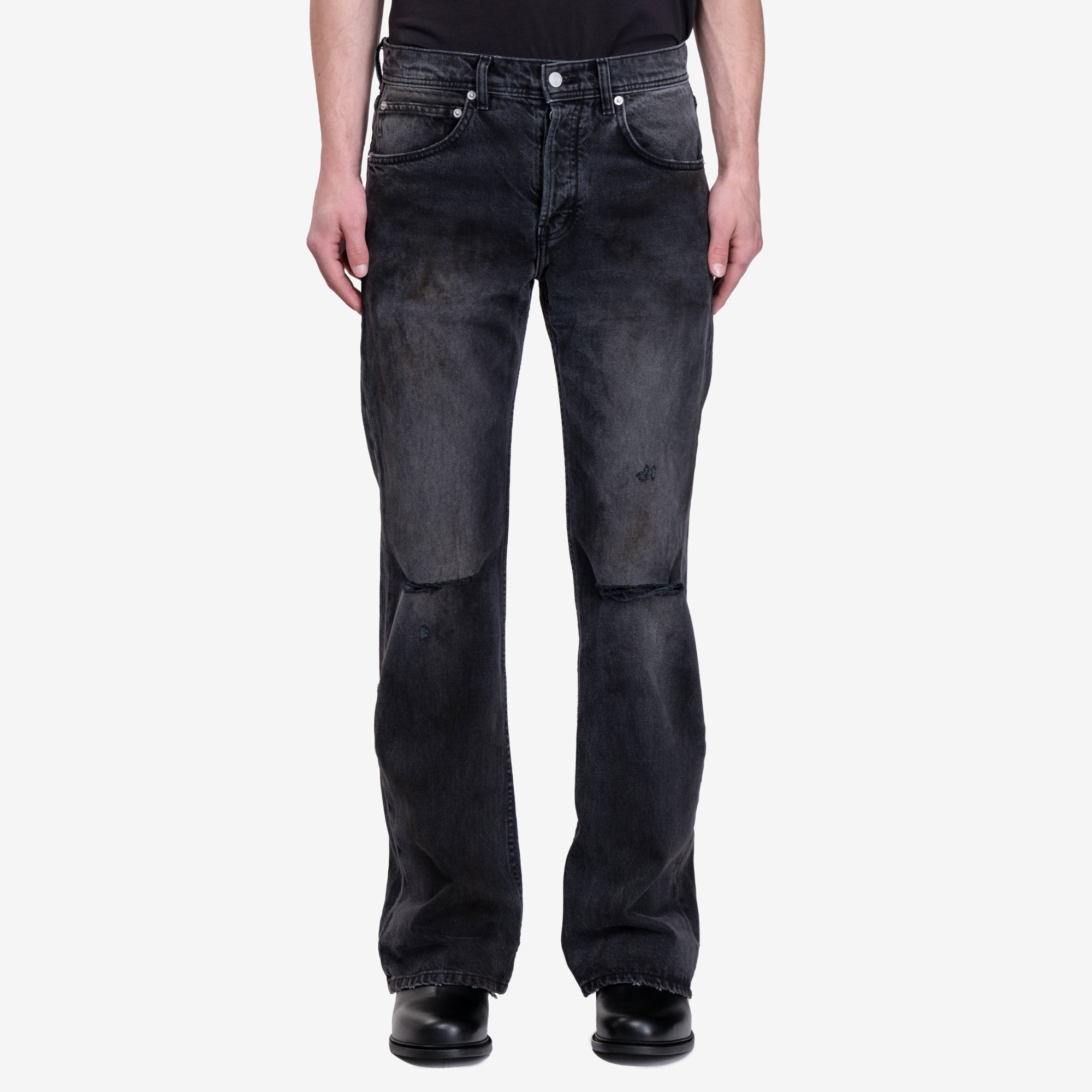 Mens Enfants Riches Déprimés Wider Flare Leg Jeans in Charcoal