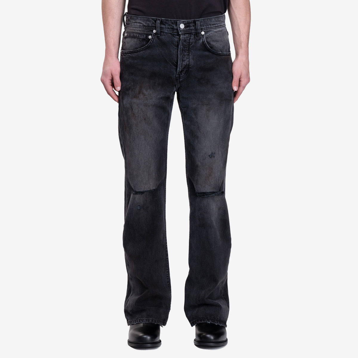 Mens Enfants Riches Déprimés Wider Flare Leg Jeans in Charcoal