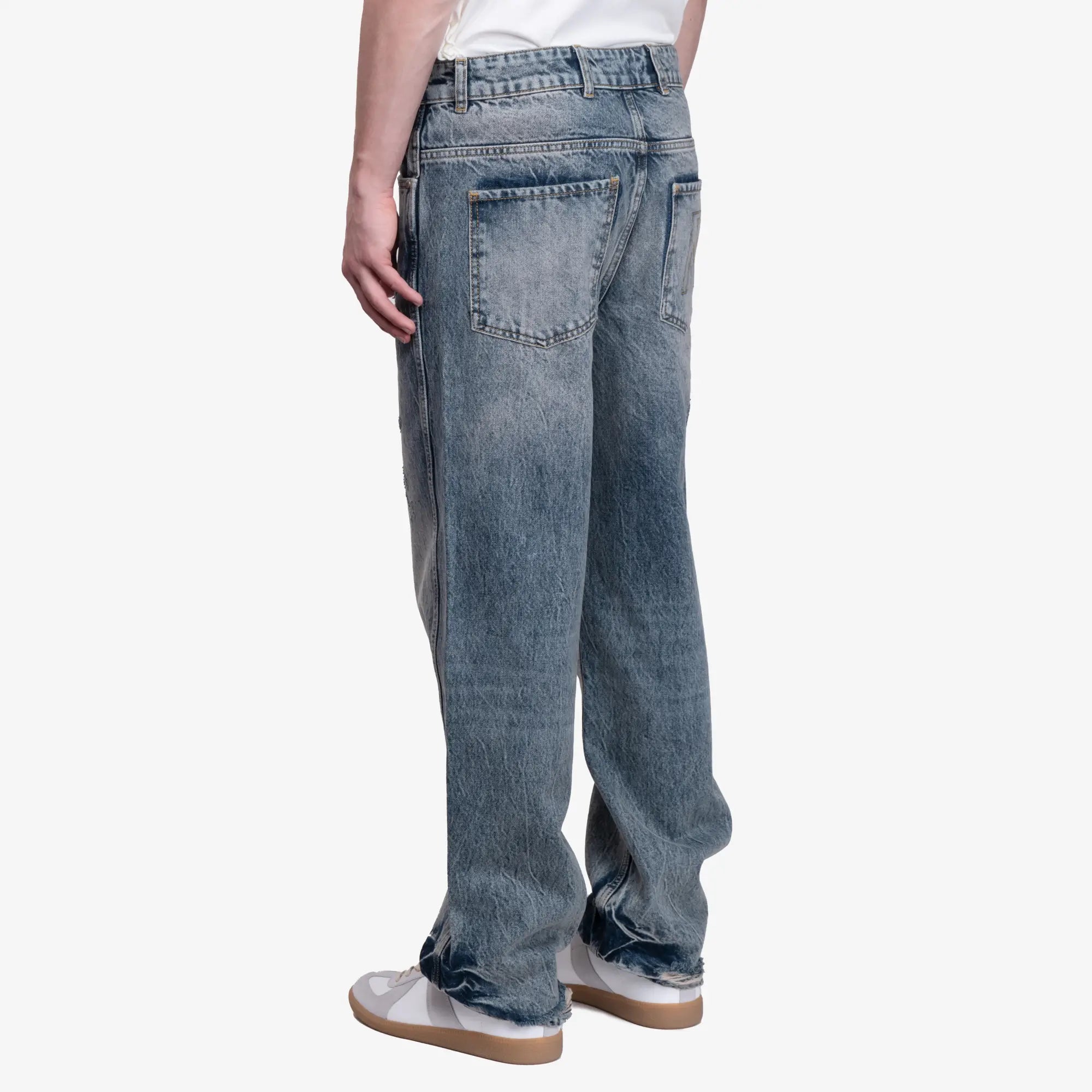 Represent R3 Distressed Baggy Jeans Blue Cream - 4