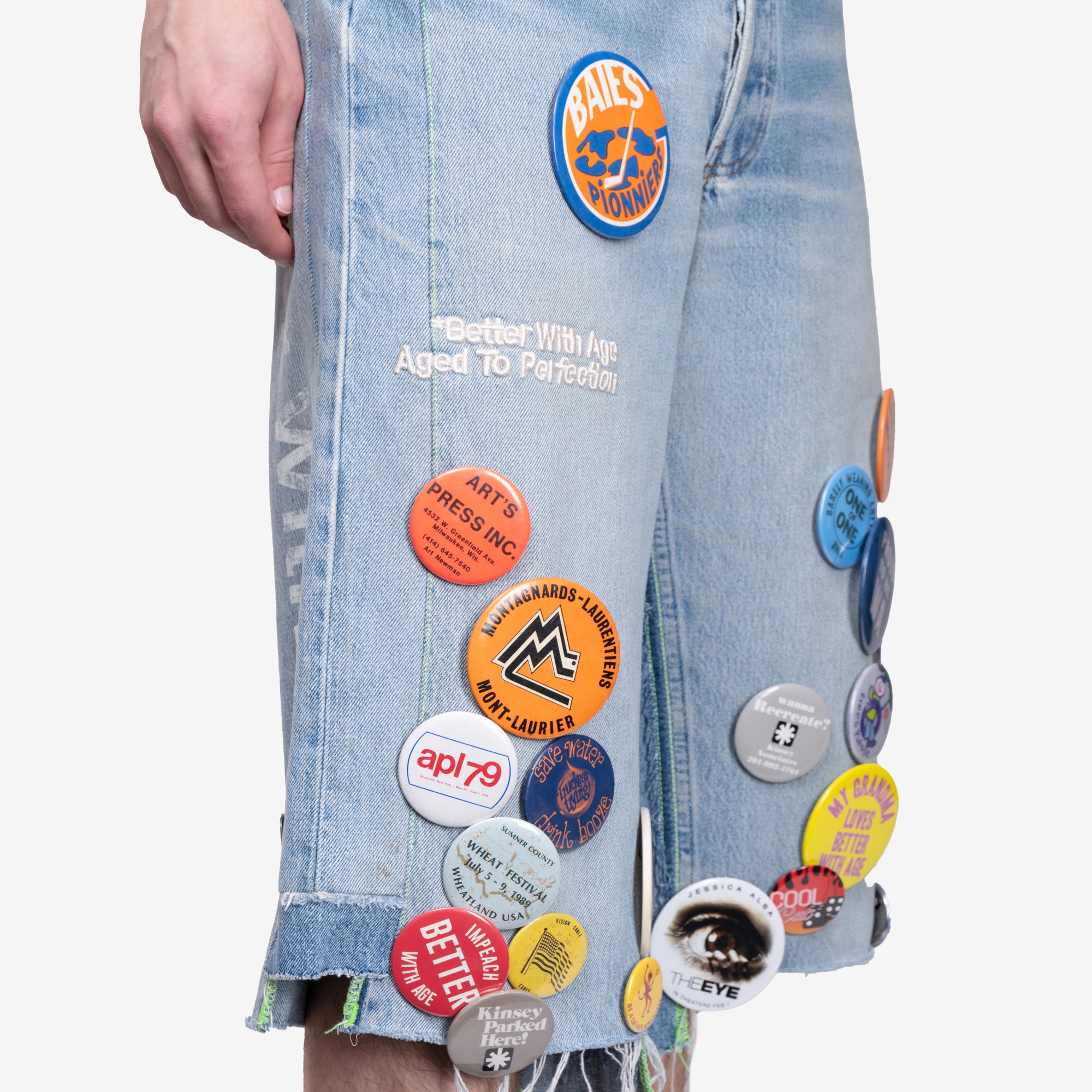 Better With Age Campaign Triple Wide Long Denim Shorts Indigo - 5