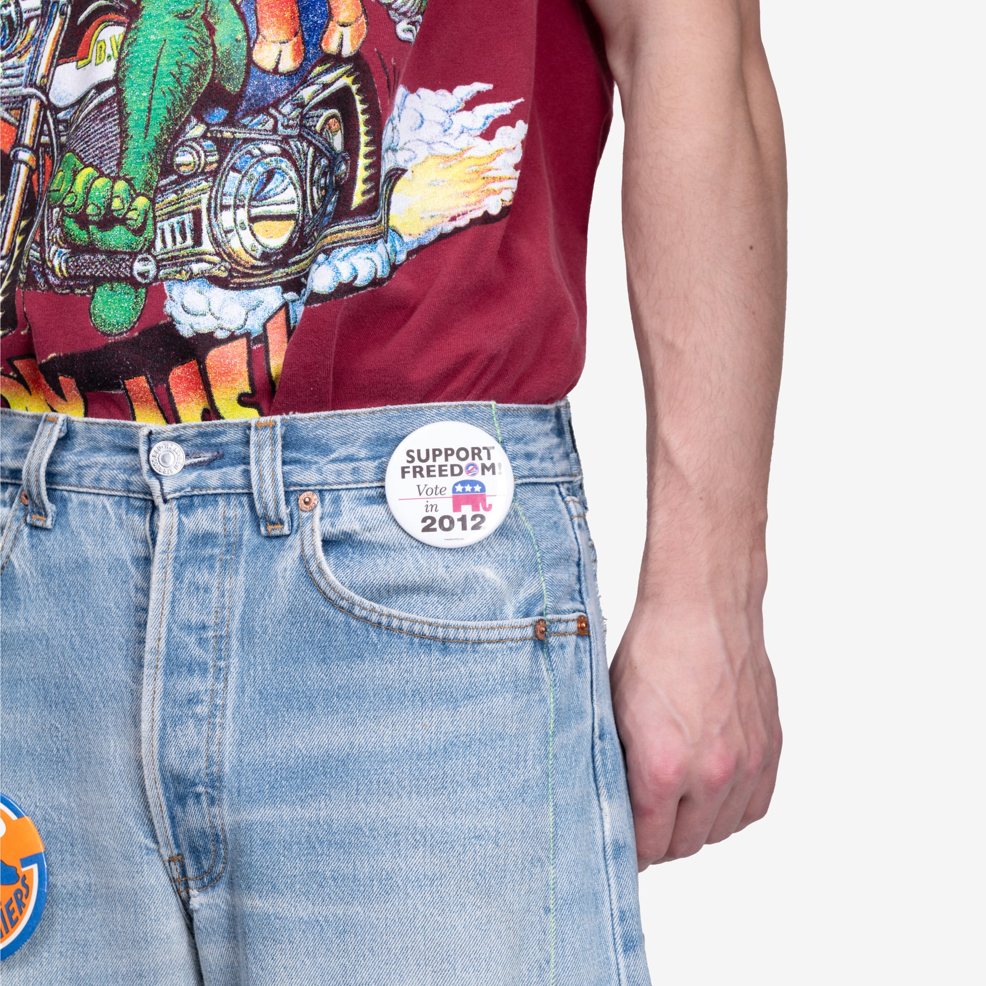 Better With Age Campaign Triple Wide Long Denim Shorts Indigo - 7