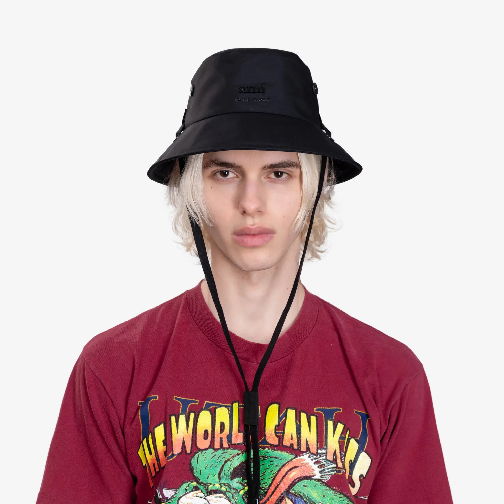 AMI Water Repellent String Bucket Hat Black - 2