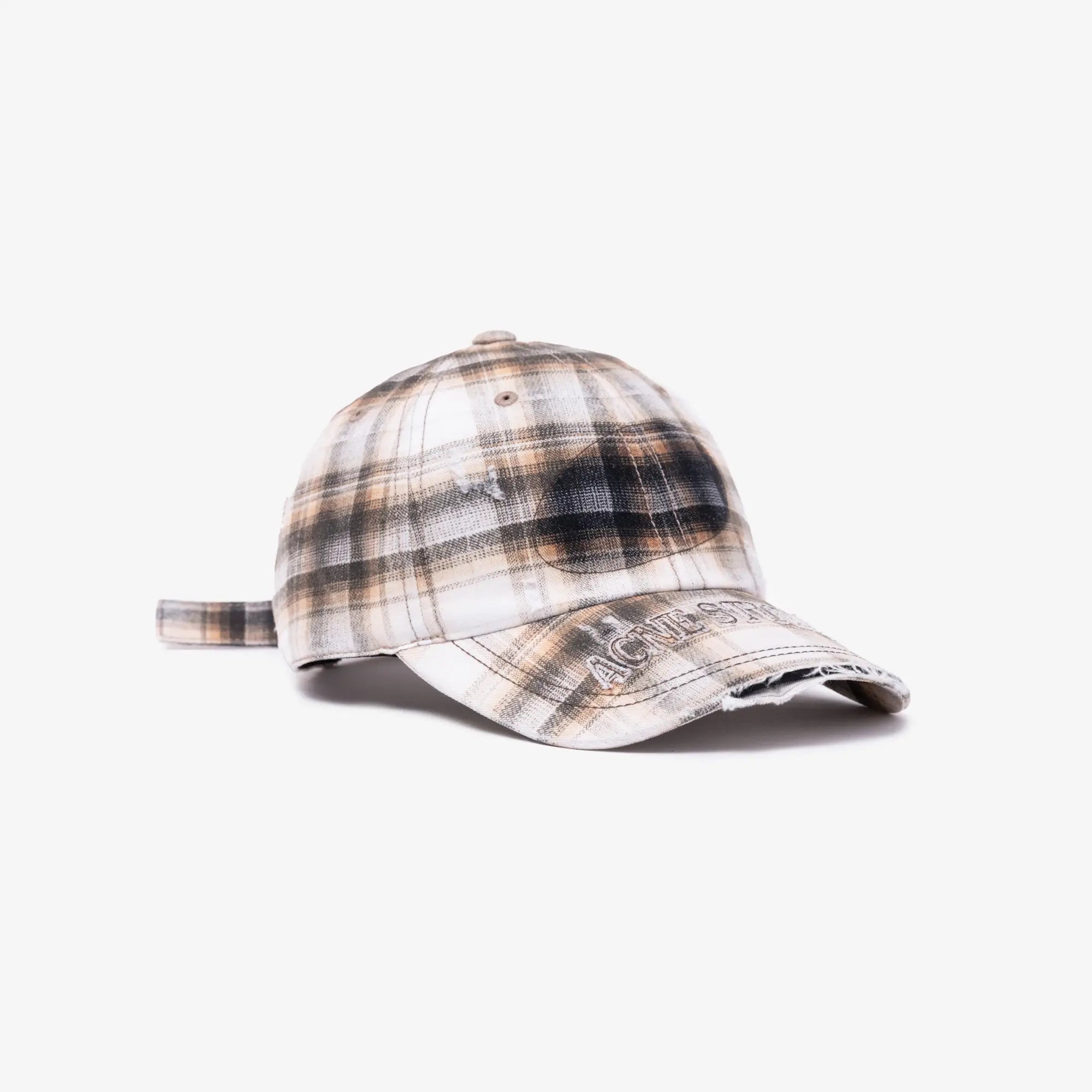 Acne Studios Distressed Check Cap White/Black - 3