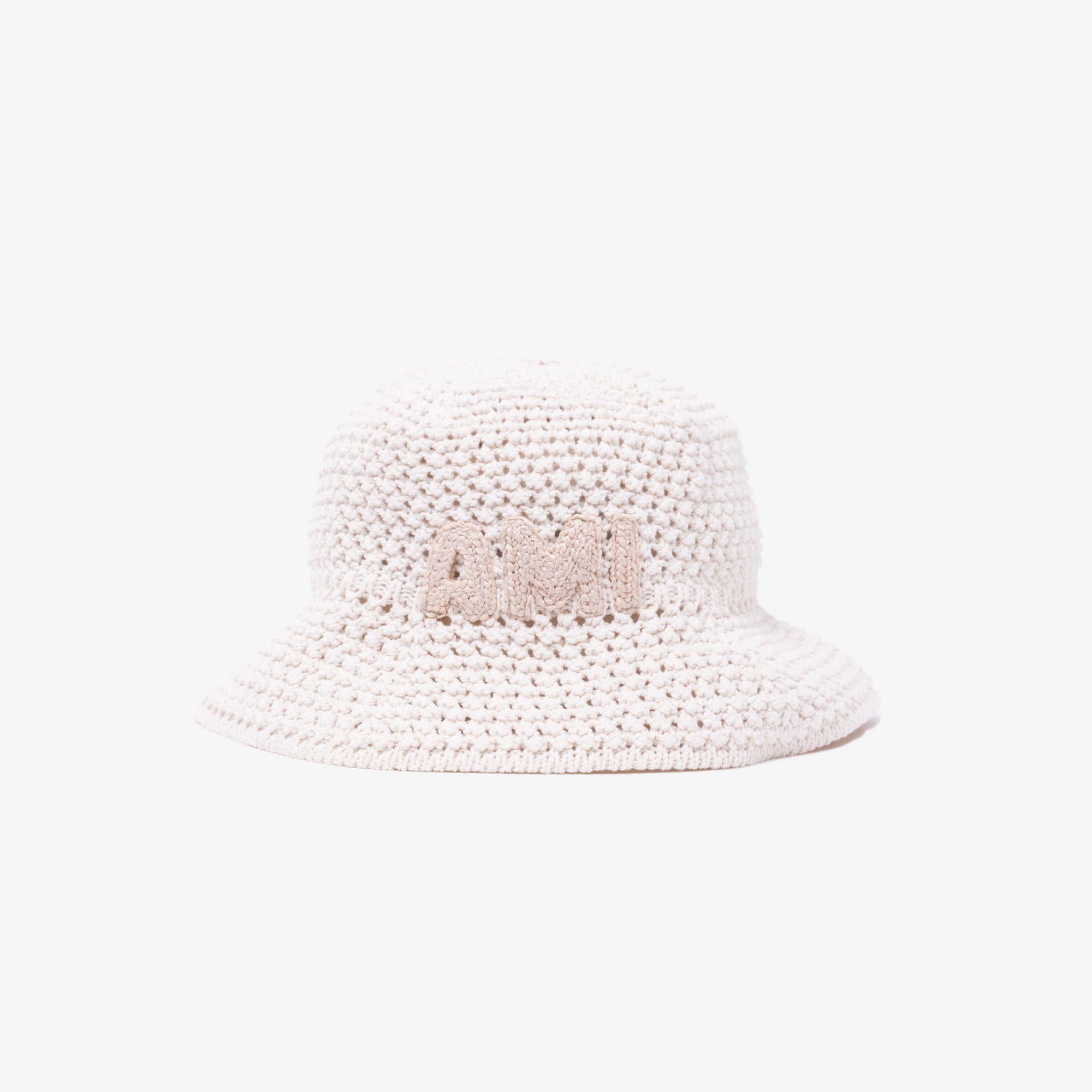 AMI Knit Ami Patch Bucket Hat White Cream - 1