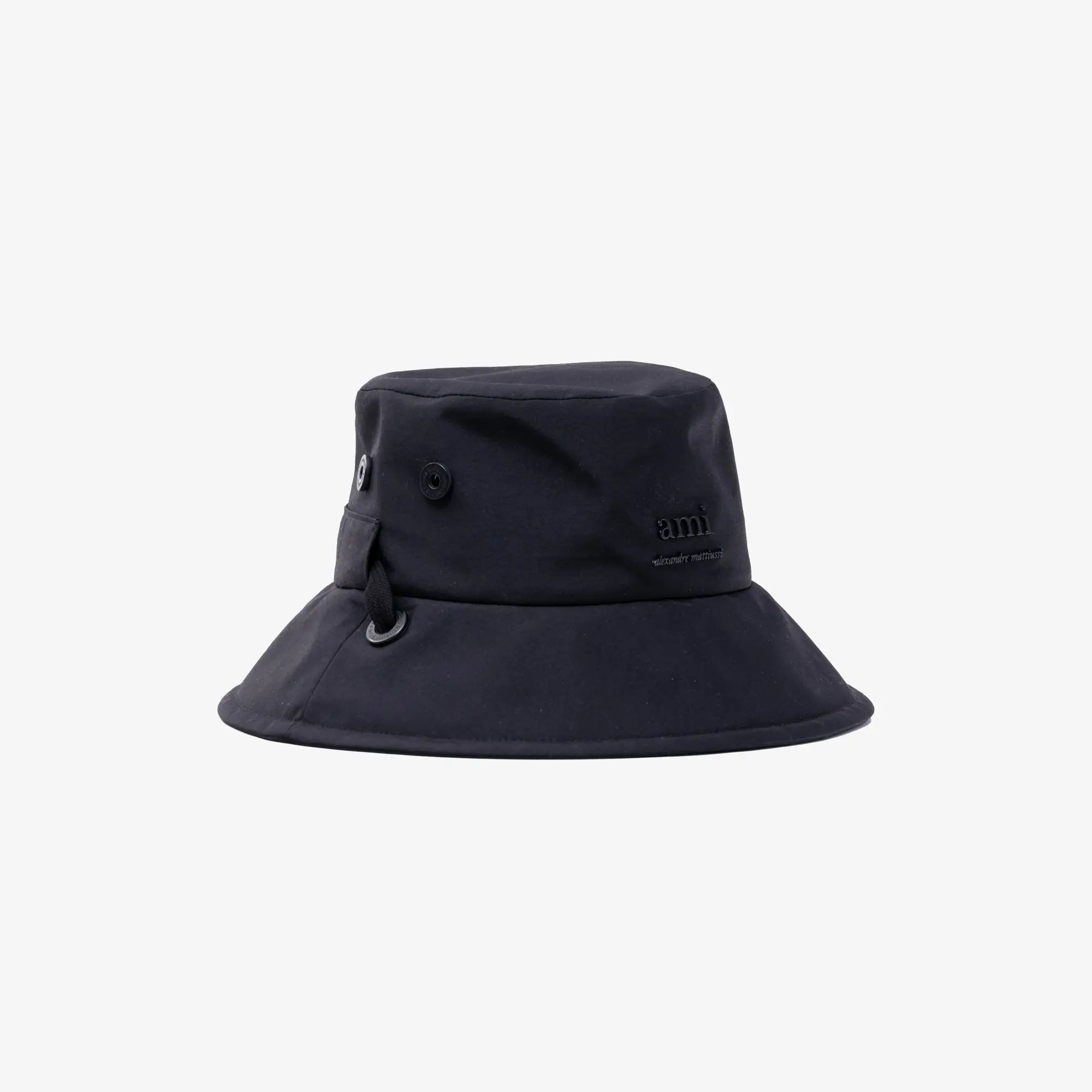 AMI Water Repellent String Bucket Hat Black - 3