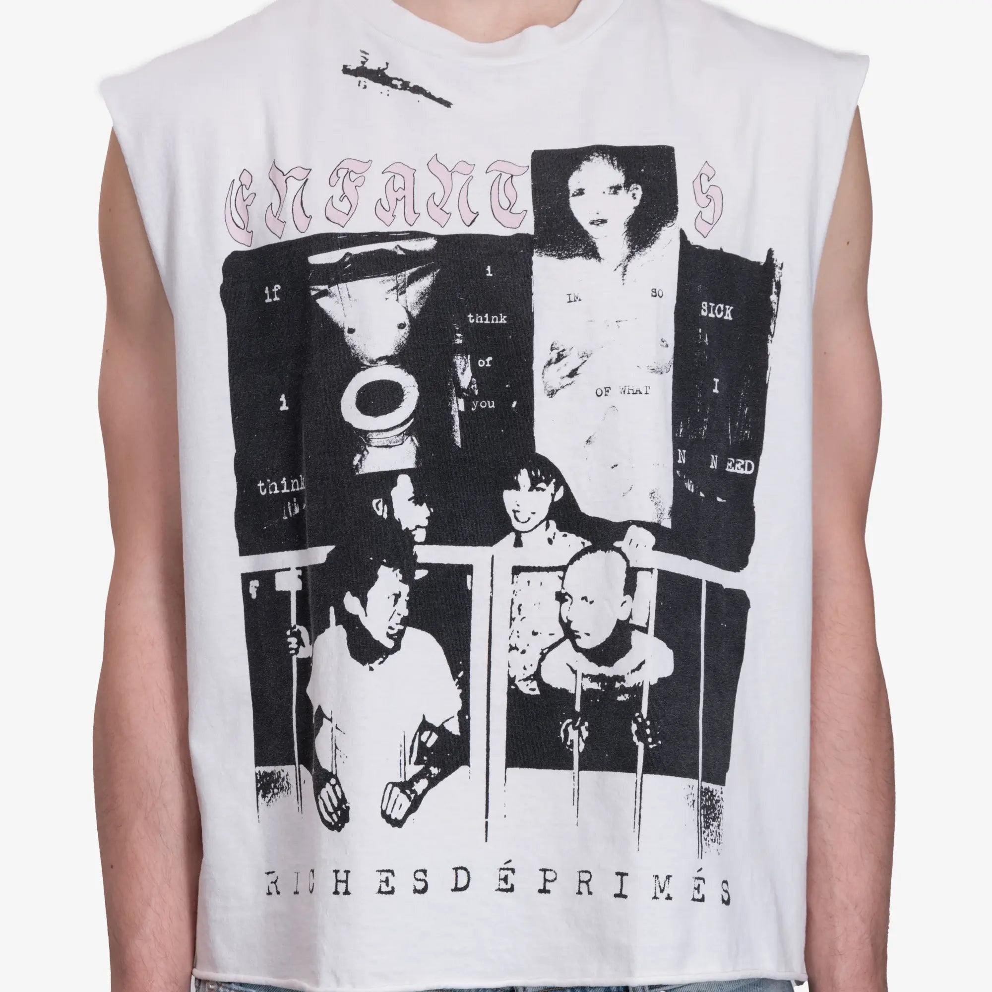 Enfants Riches Deprimes Endless Blockades Cut Off T-Shirt Faded White - 5
