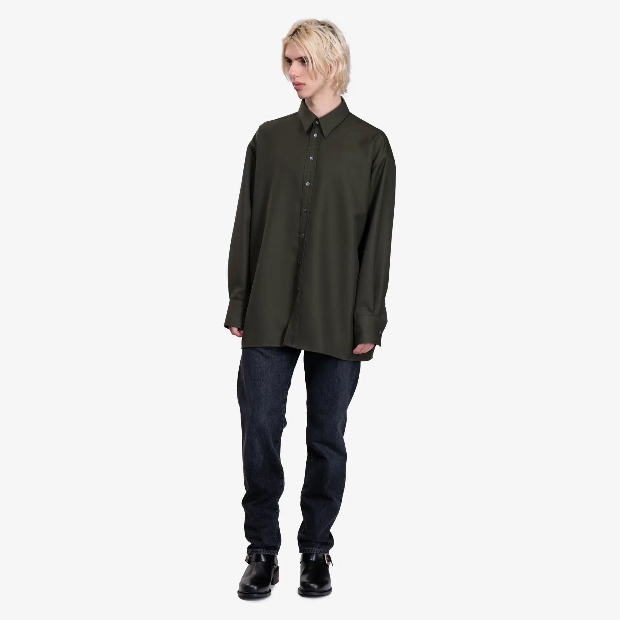 AMI Back Slit Oversize Shirt Loden - 2