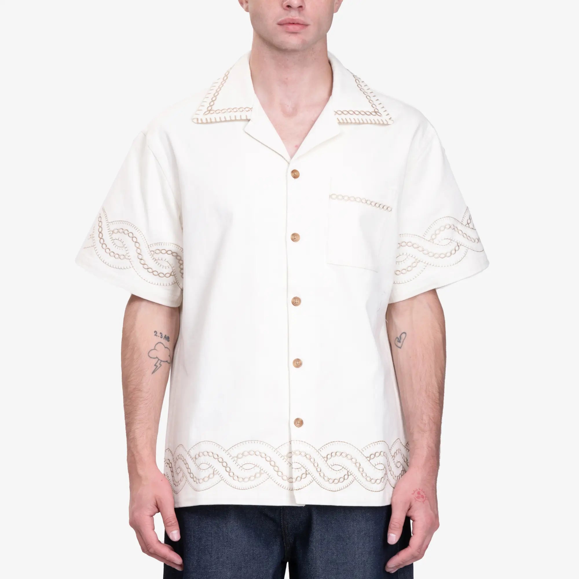 Drôle de Monsieur La Chemise Brodee Tresses Cream - 1