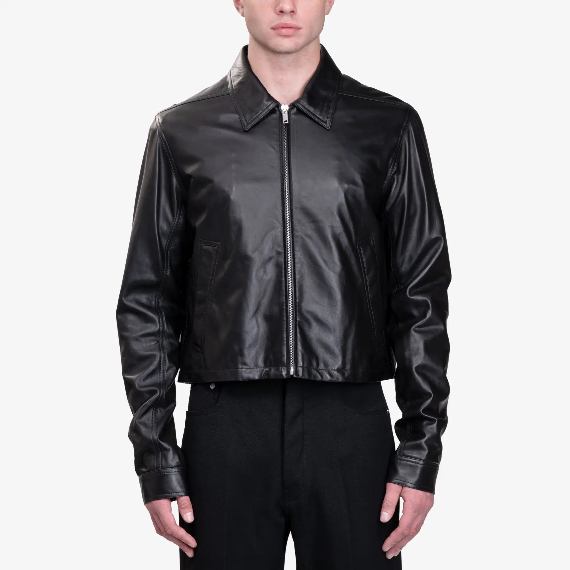 Rick Owens Alice Brad Leather Jacket Black - 1