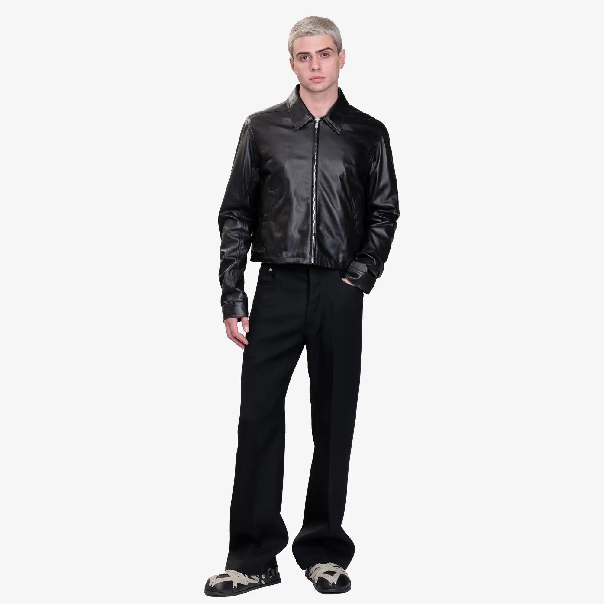 Rick Owens Alice Brad Leather Jacket Black - 2