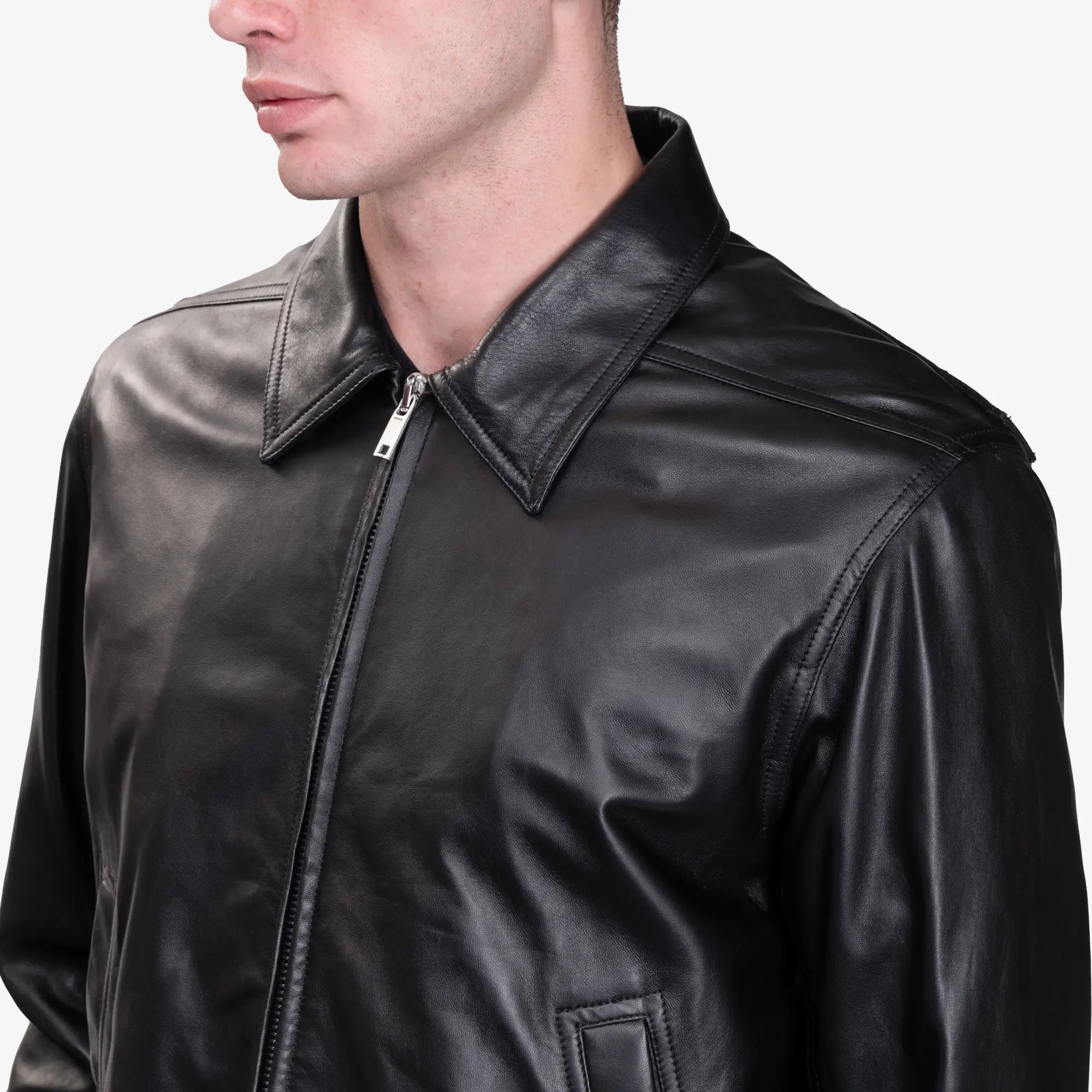 Rick Owens Alice Brad Leather Jacket Black - 5