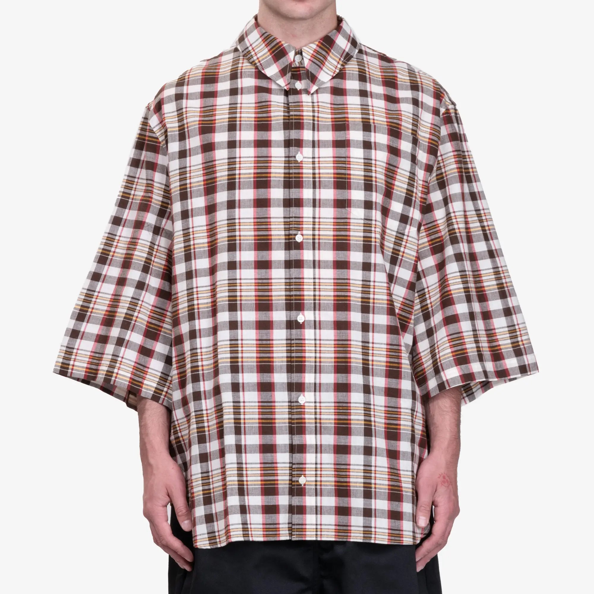 Willy Chavarria Hacienda SS Shirt Brown Check - 1