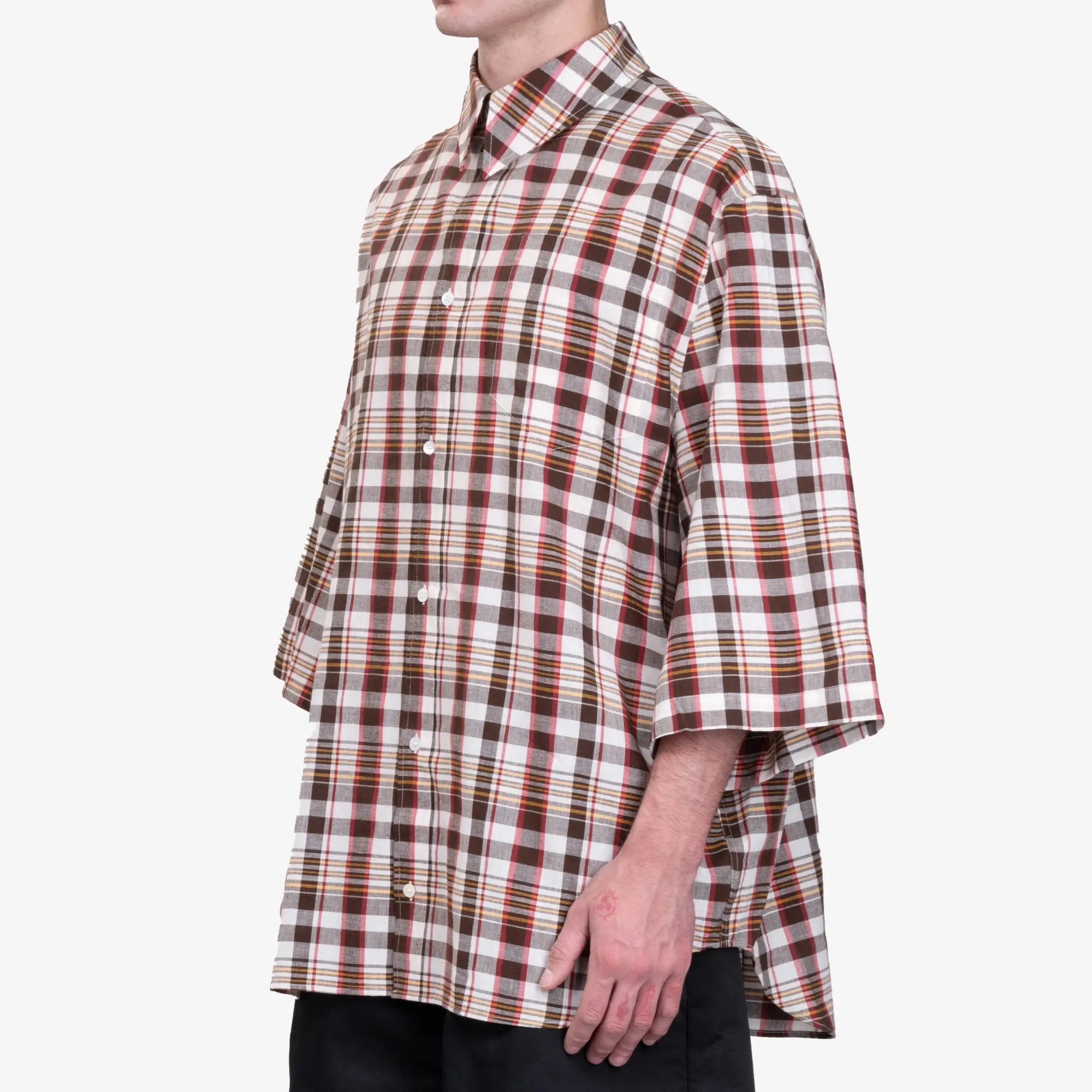 Willy Chavarria Hacienda SS Shirt Brown Check - 3